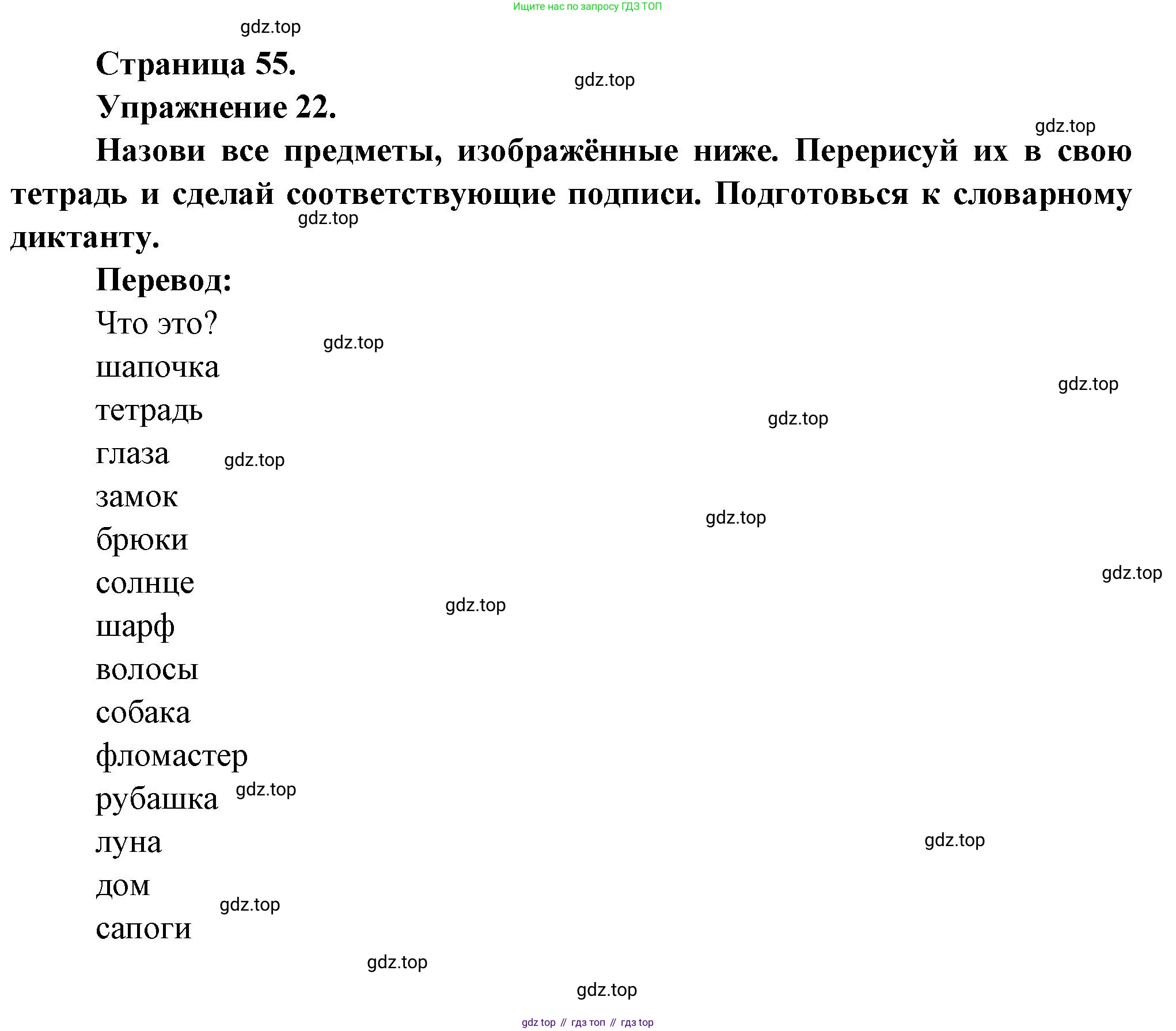Французский язык, 5 класс Учебник, авторы: Береговская Эда Моисеевна (Bérégovskaïa E), Белосельская Татьяна Васильевна (Bélosselskaïa T), издательство Просвещение, Москва, 2023, голубого цвета, Часть 1, страница 55, номер 22, Решение