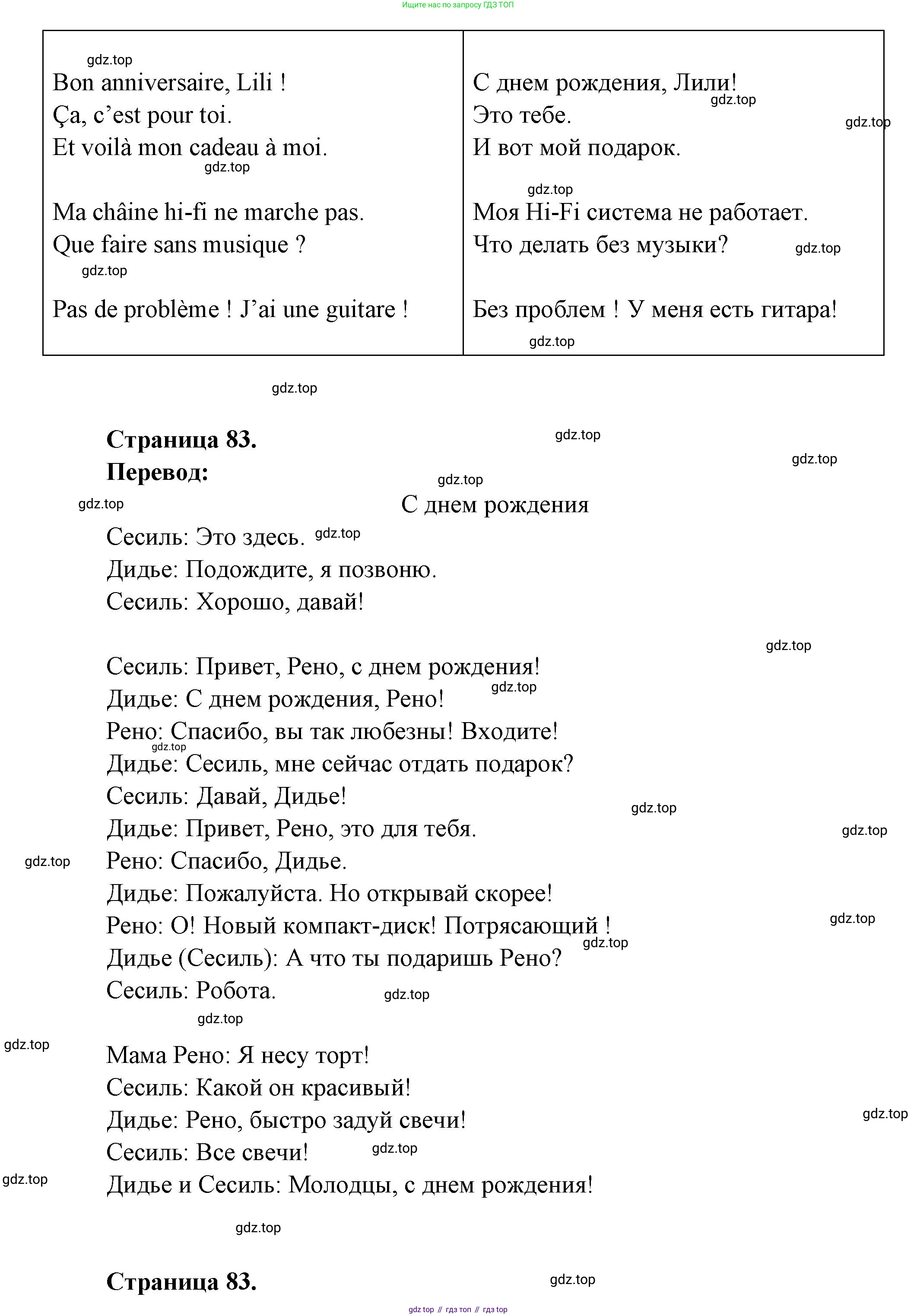 Французский язык, 5 класс Учебник, авторы: Береговская Эда Моисеевна (Bérégovskaïa E), Белосельская Татьяна Васильевна (Bélosselskaïa T), издательство Просвещение, Москва, 2023, голубого цвета, Часть 1, страница 83, номер 1, Решение (продолжение 2)