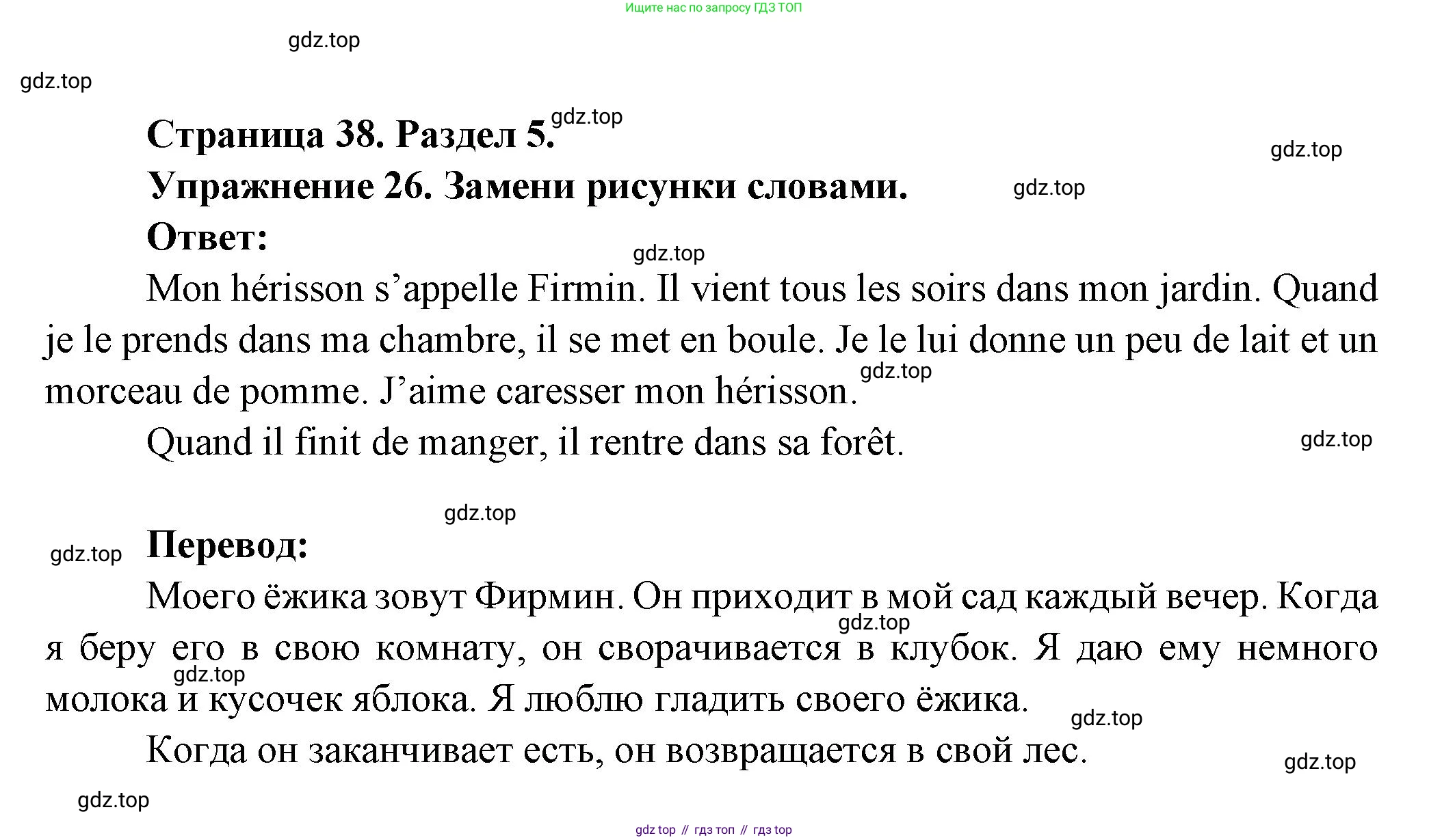 Французский язык, 5 класс Учебник, авторы: Береговская Эда Моисеевна (Bérégovskaïa E), Белосельская Татьяна Васильевна (Bélosselskaïa T), издательство Просвещение, Москва, 2023, голубого цвета, Часть 2, страница 38, номер 26, Решение