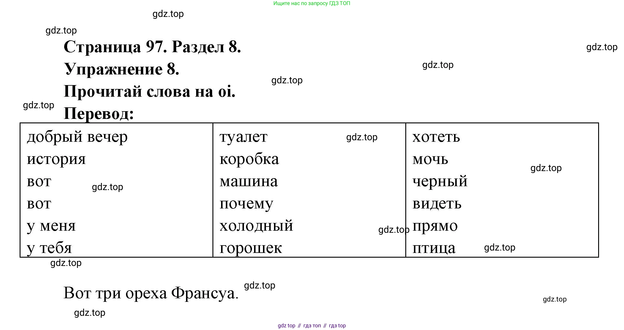 Французский язык, 5 класс Учебник, авторы: Береговская Эда Моисеевна (Bérégovskaïa E), Белосельская Татьяна Васильевна (Bélosselskaïa T), издательство Просвещение, Москва, 2023, голубого цвета, Часть 2, страница 97, номер 8, Решение