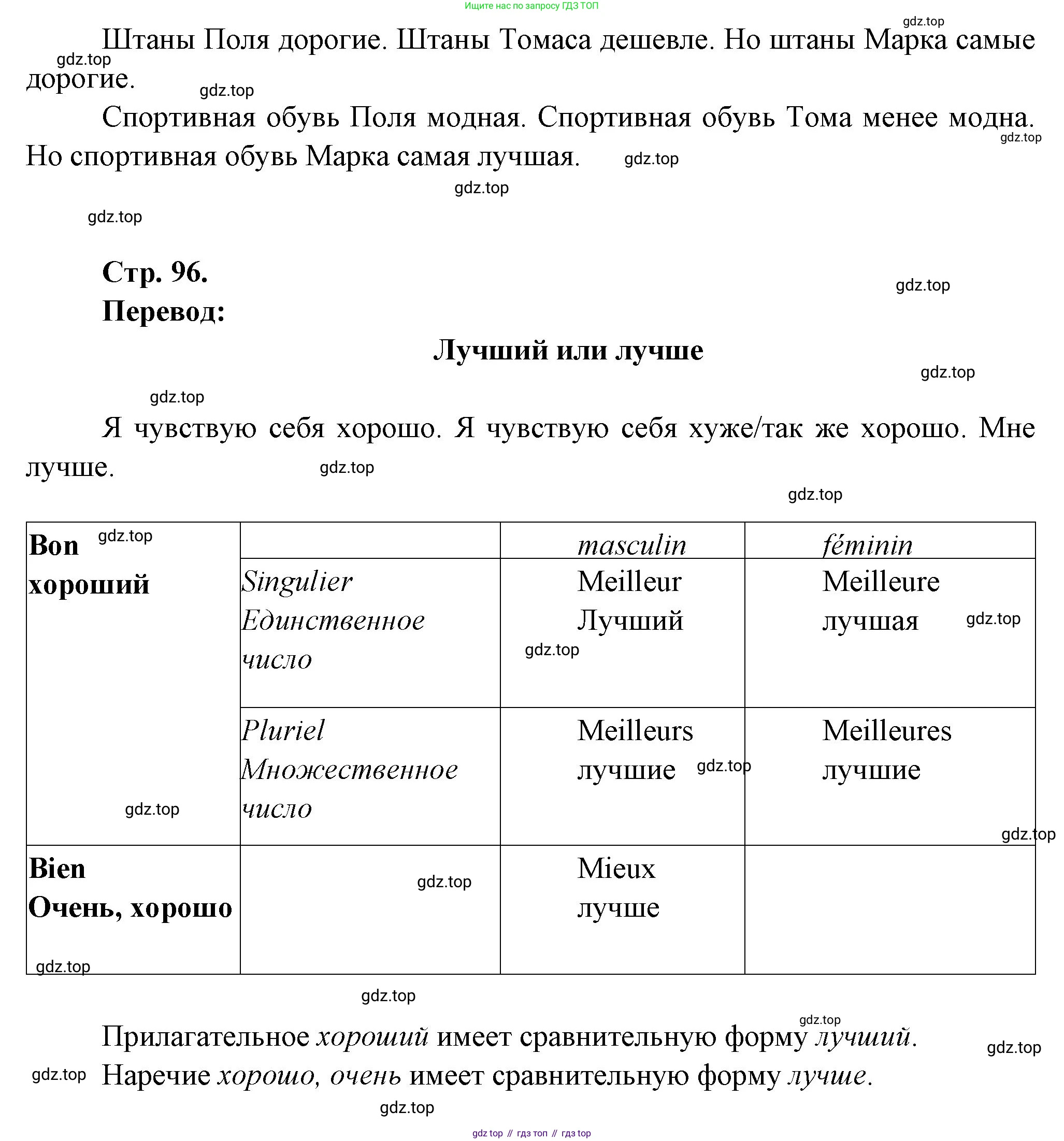 Французский язык, 6 класс Учебник, авторы: Кулигина Антонина Степановна (Kouliguina A), Щепилова Алла Викторовна (Schepilova A), издательство Просвещение, Москва, 2017 - 2022, бирюзового цвета, страница 96, номер 3, Решение (продолжение 2)
