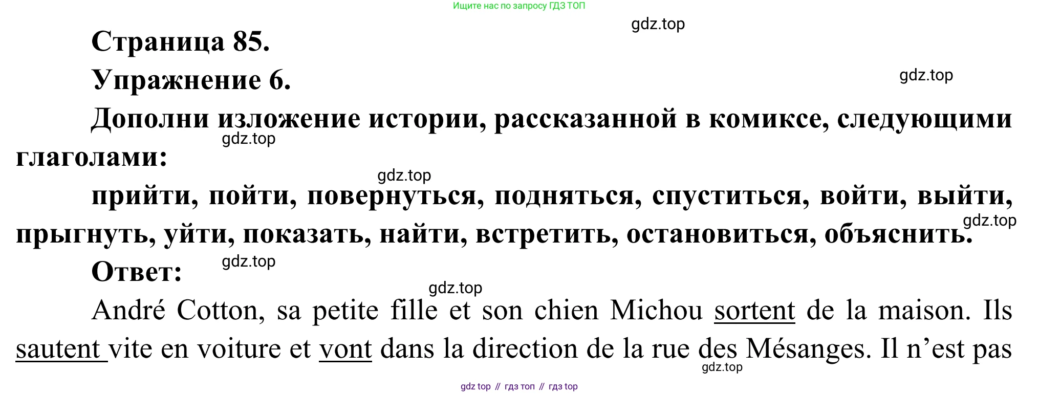ГДЗ Французский язык, 6 класс Учебник, авторы: Селиванова Наталья Алексеевна (Sélivanova N), Шашурина Алла Юрьевна (Chachourina A), издательство Просвещение, Москва, 2023, коричневого цвета, Часть 2, страница 85, номер 6, Решение