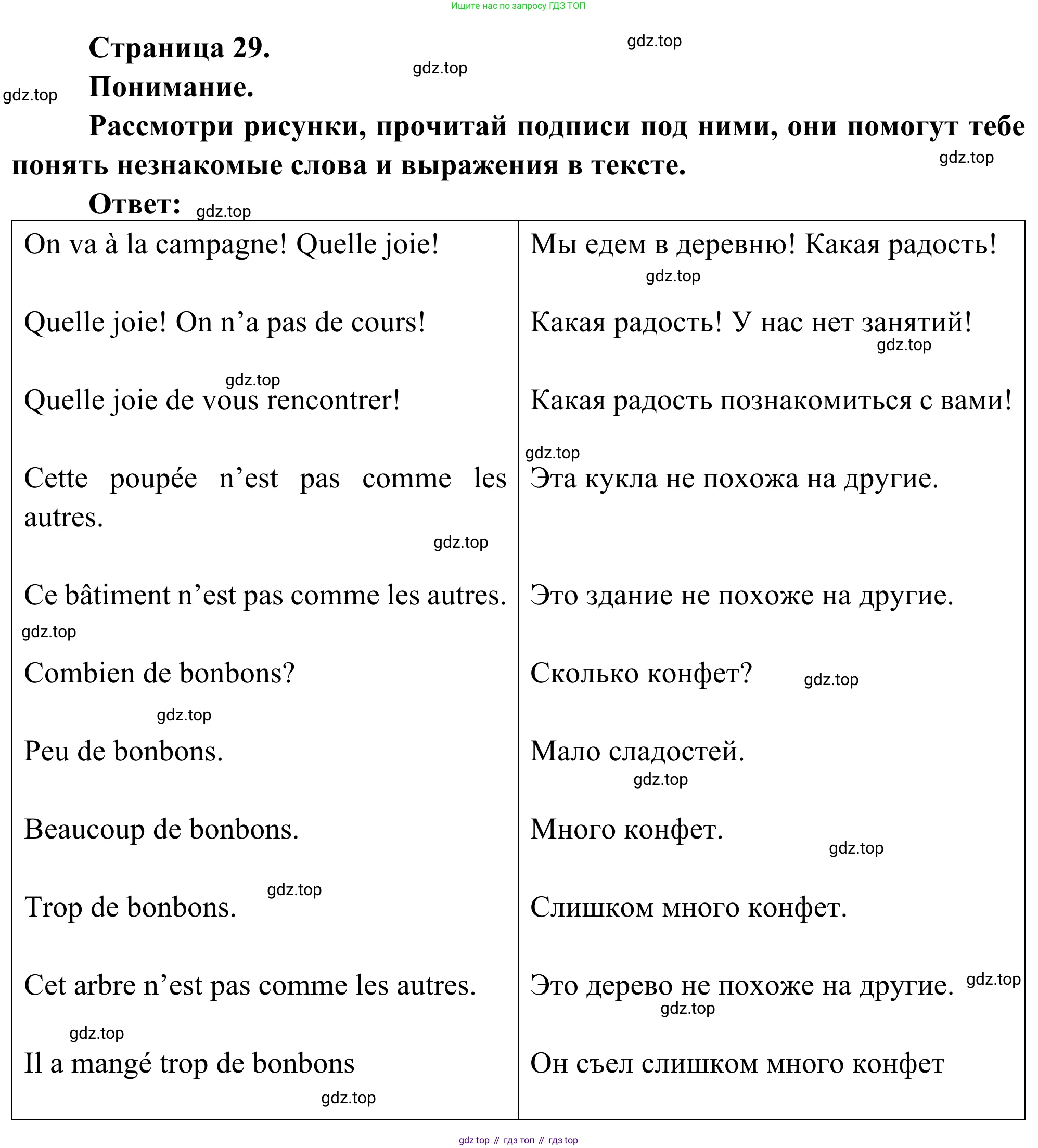ГДЗ Французский язык, 6 класс Учебник, авторы: Селиванова Наталья Алексеевна (Sélivanova N), Шашурина Алла Юрьевна (Chachourina A), издательство Просвещение, Москва, 2023, коричневого цвета, Часть 1, страница 29, номер 4, Решение