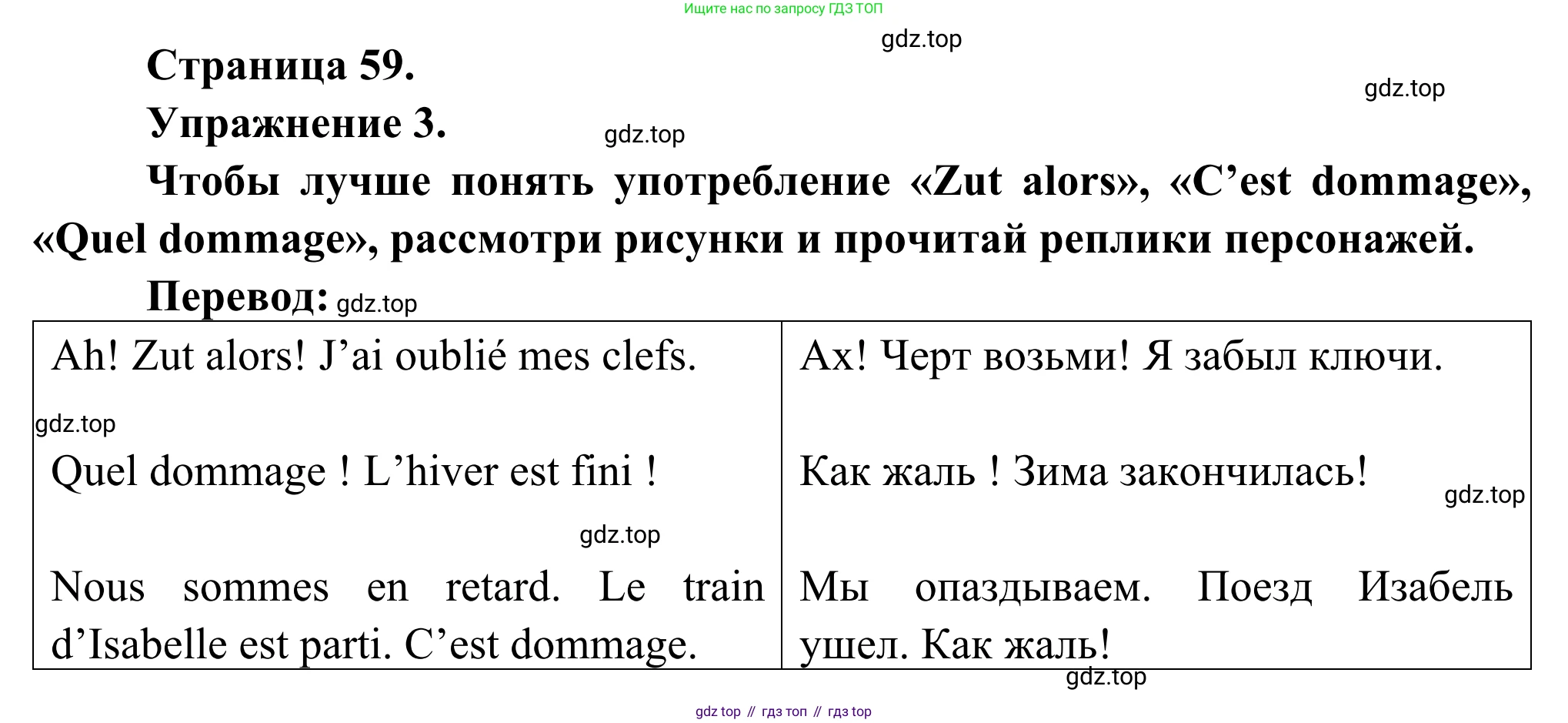 ГДЗ Французский язык, 6 класс Учебник, авторы: Селиванова Наталья Алексеевна (Sélivanova N), Шашурина Алла Юрьевна (Chachourina A), издательство Просвещение, Москва, 2023, коричневого цвета, Часть 1, страница 59, номер 3, Решение