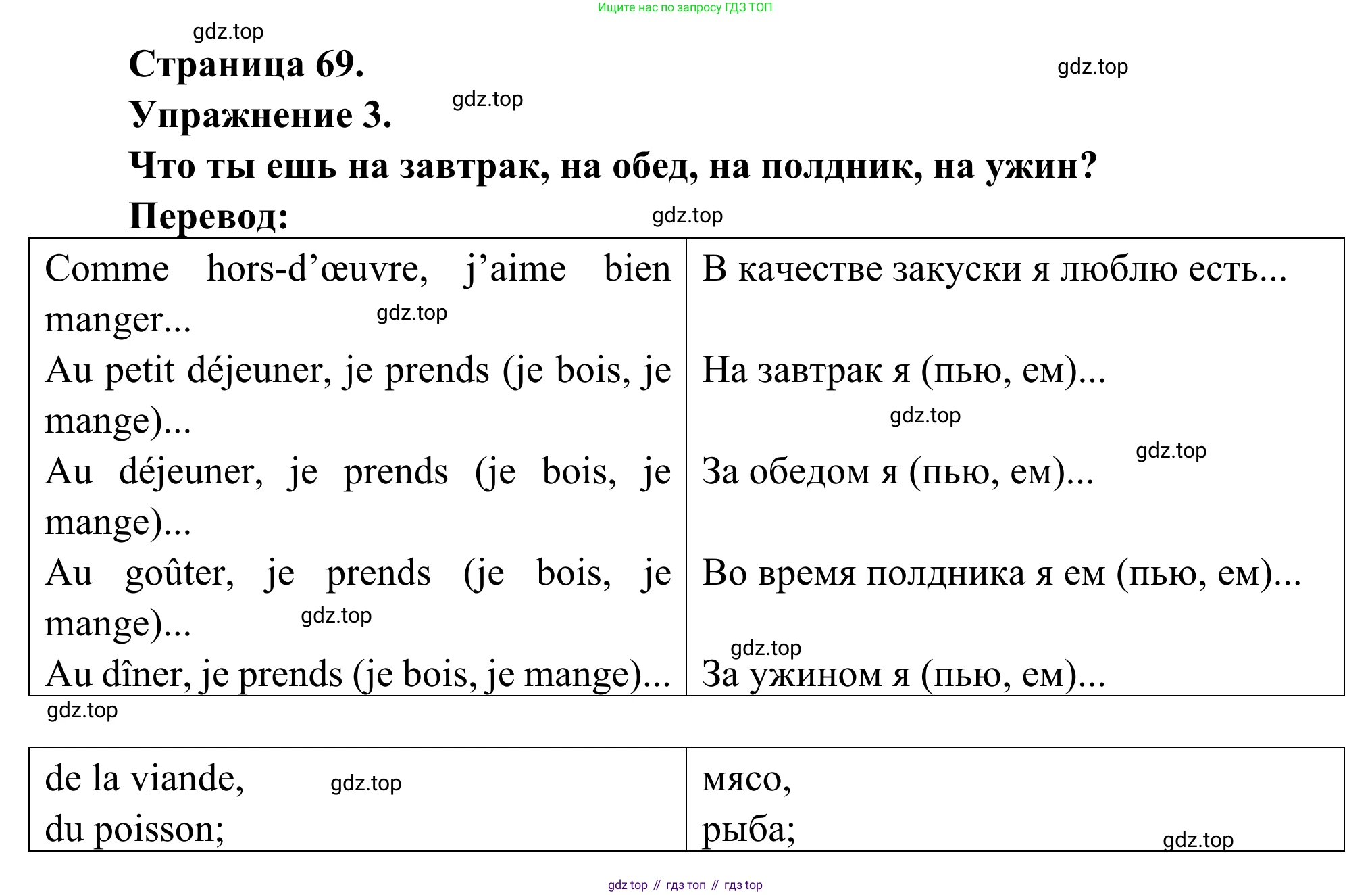ГДЗ Французский язык, 6 класс Учебник, авторы: Селиванова Наталья Алексеевна (Sélivanova N), Шашурина Алла Юрьевна (Chachourina A), издательство Просвещение, Москва, 2023, коричневого цвета, Часть 1, страница 69, номер 3, Решение