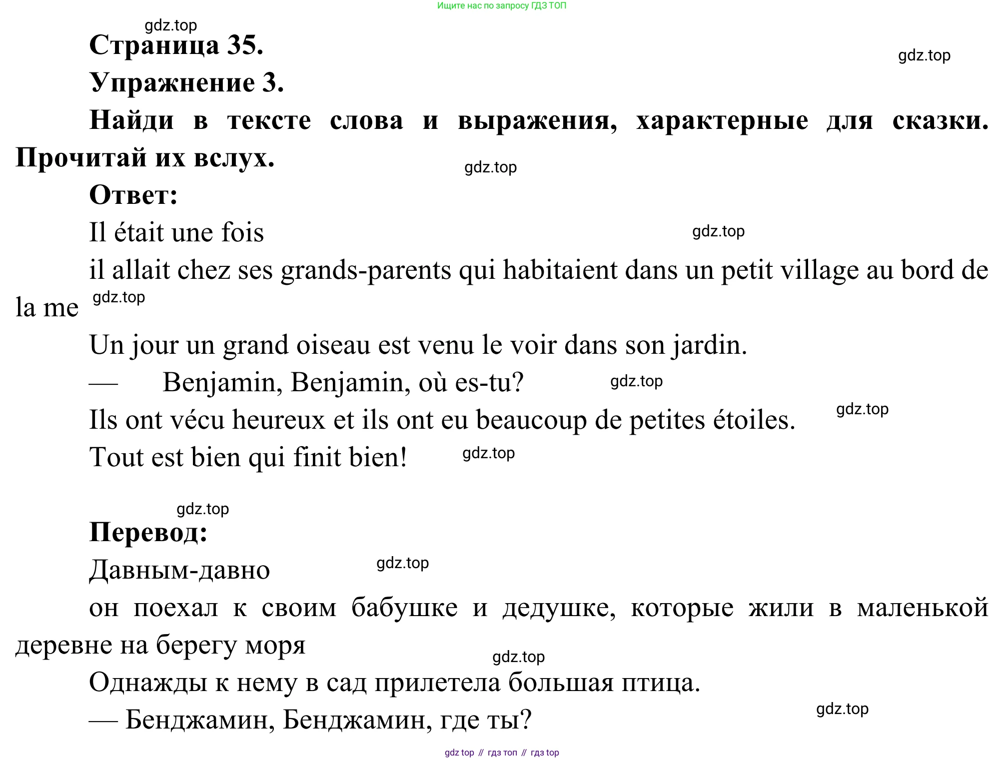 ГДЗ Французский язык, 6 класс Учебник, авторы: Селиванова Наталья Алексеевна (Sélivanova N), Шашурина Алла Юрьевна (Chachourina A), издательство Просвещение, Москва, 2023, коричневого цвета, Часть 2, страница 35, номер 3, Решение