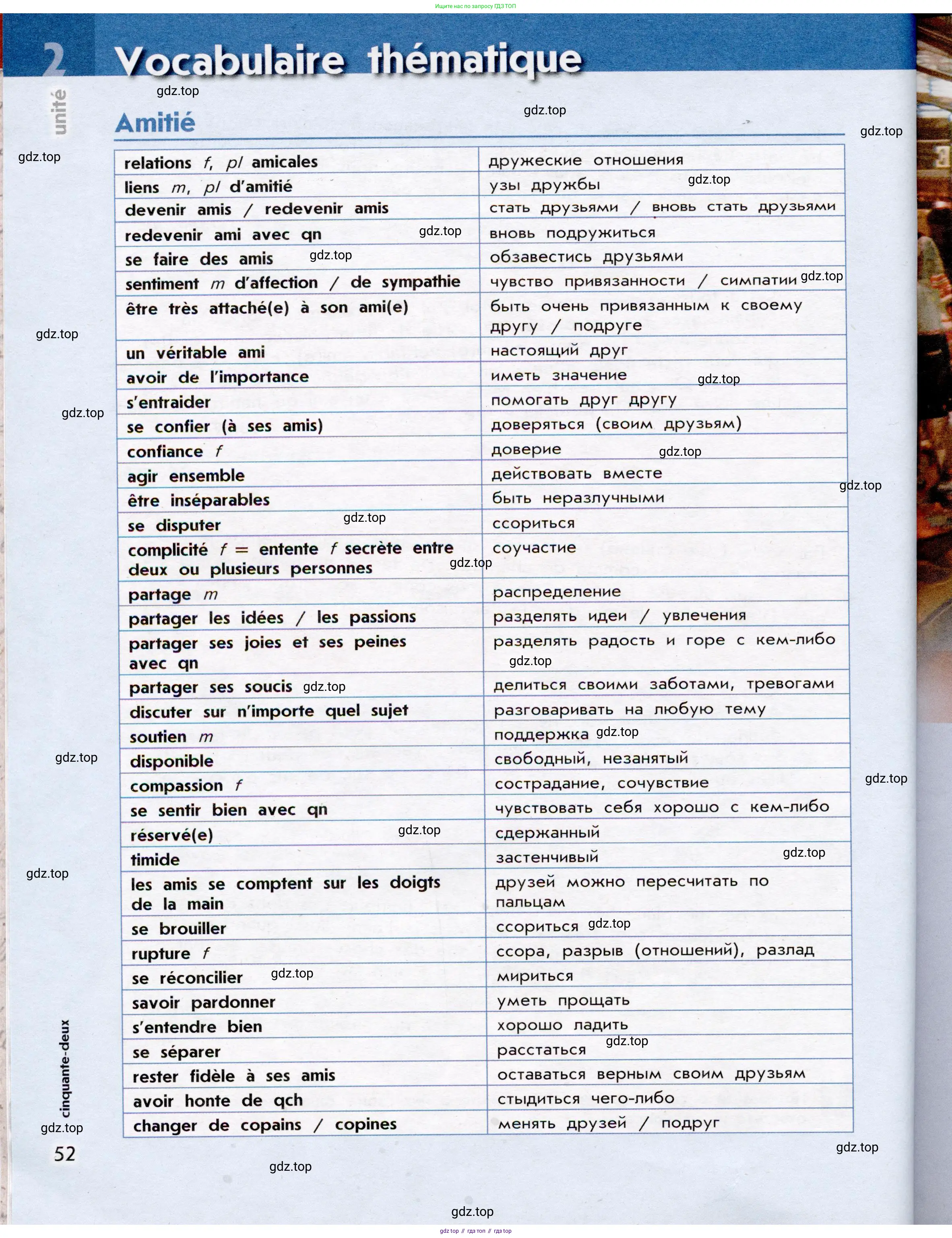 Французский язык, 7 класс Учебник, авторы: Селиванова Наталья Алексеевна (Sélivanova N), Шашурина Алла Юрьевна (Chachourina A), издательство Просвещение, Москва, 2019, страница 52