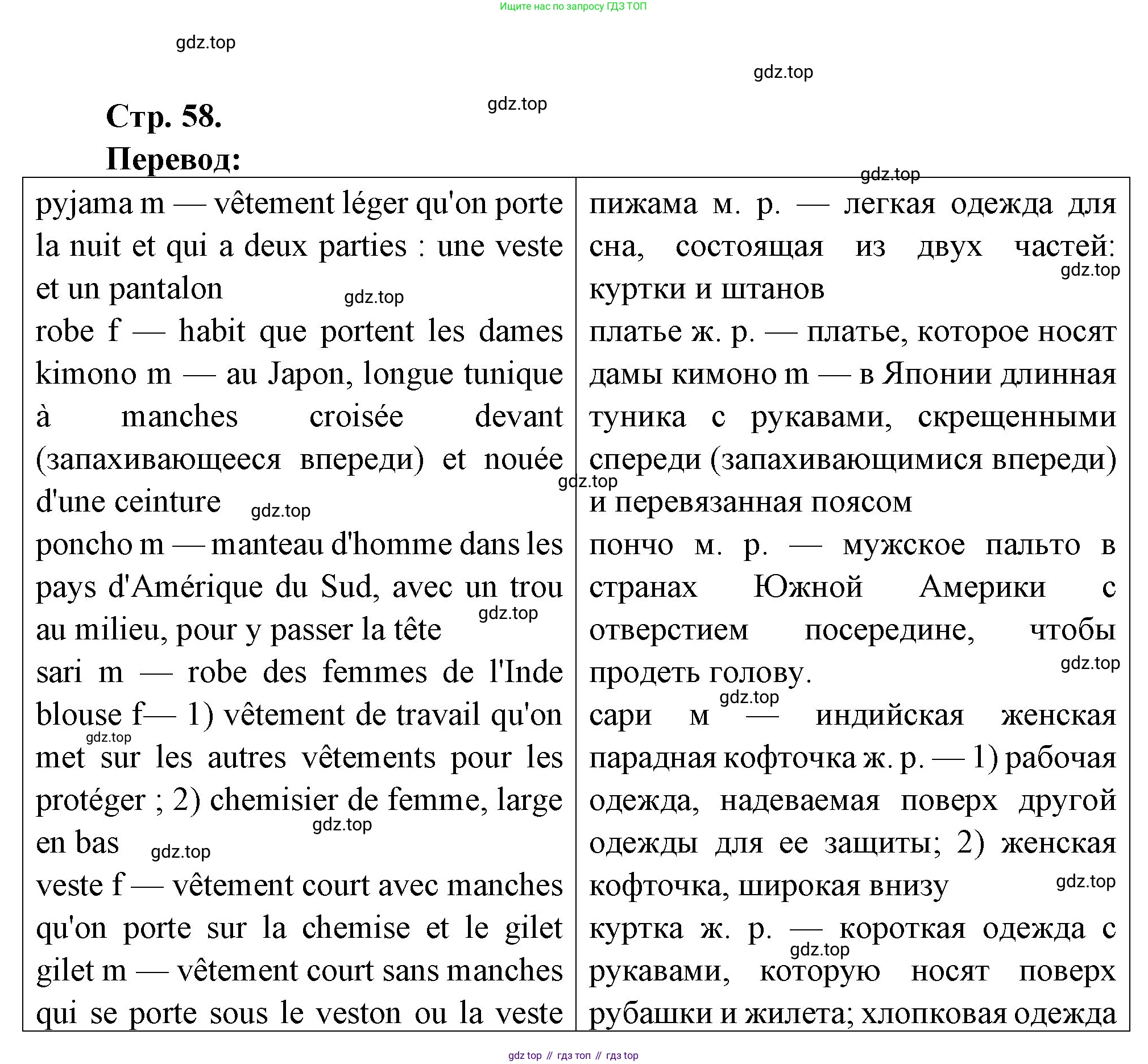 Французский язык, 7 класс Учебник, авторы: Селиванова Наталья Алексеевна (Sélivanova N), Шашурина Алла Юрьевна (Chachourina A), издательство Просвещение, Москва, 2019, страница 58, Решение