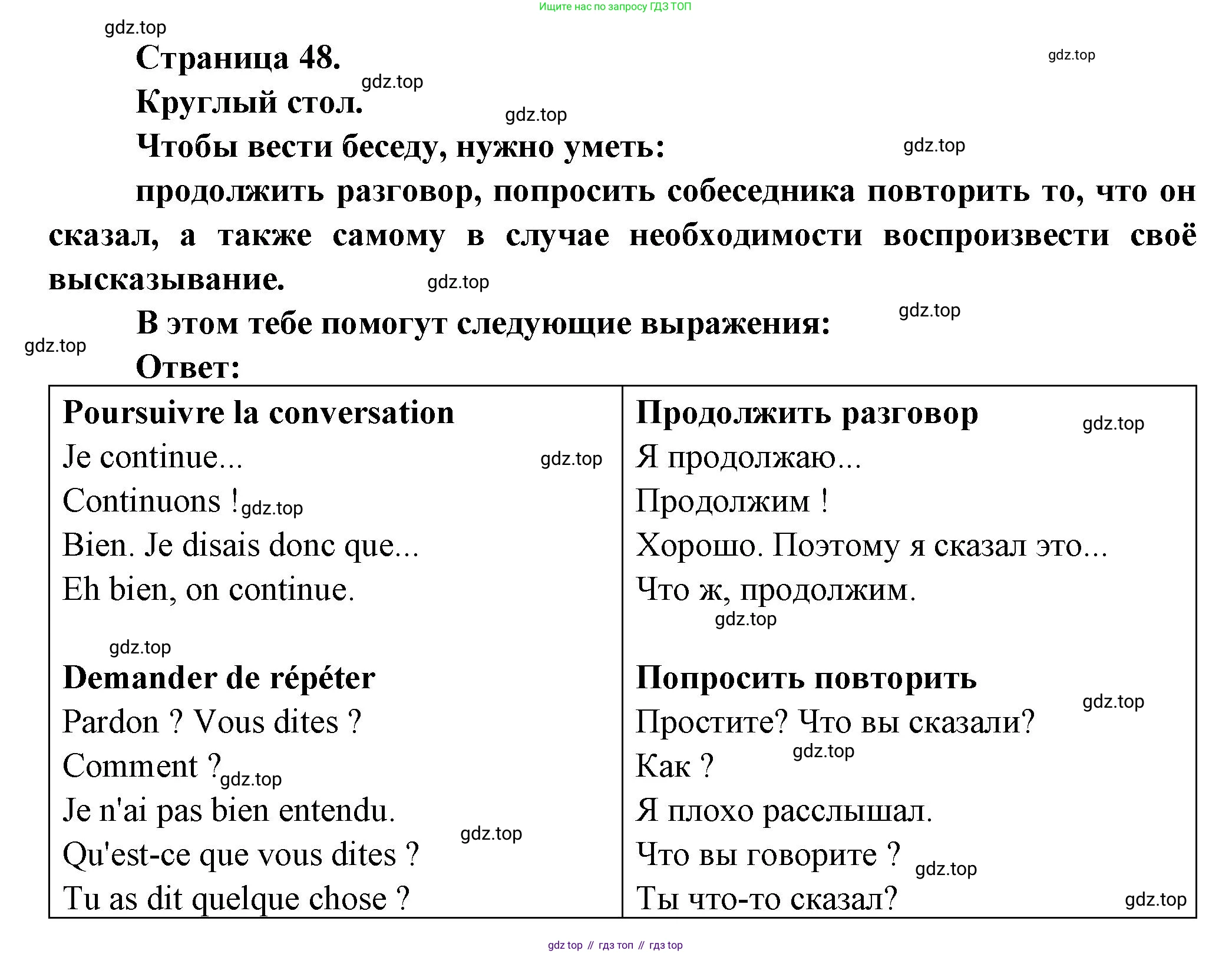 Французский язык, 8 класс Учебник, авторы: Селиванова Наталья Алексеевна (Sélivanova N), Шашурина Алла Юрьевна (Chachourina A), издательство Просвещение, Москва, 2023, страница 48, Решение