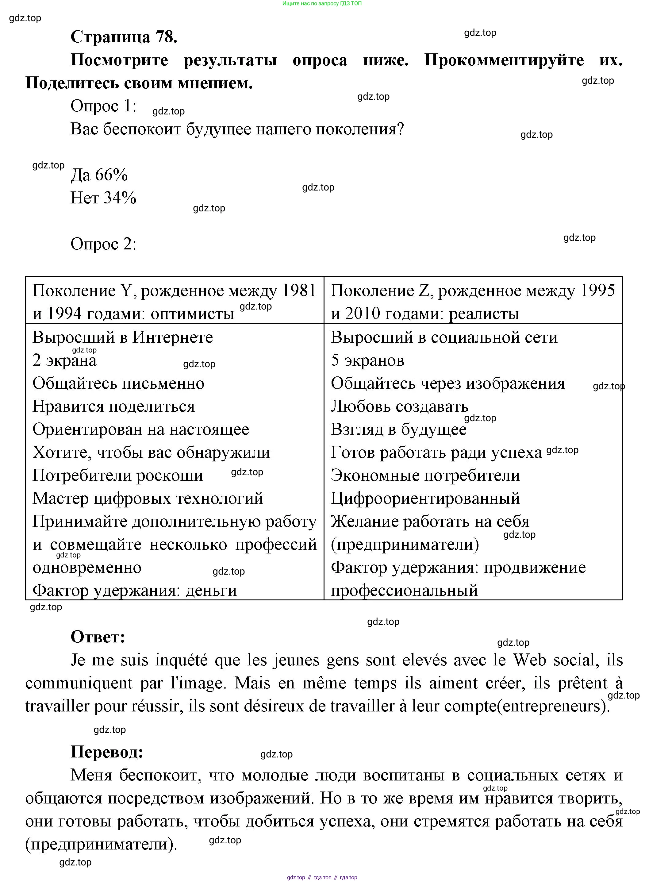 Французский язык, 8 класс Учебник, авторы: Селиванова Наталья Алексеевна (Sélivanova N), Шашурина Алла Юрьевна (Chachourina A), издательство Просвещение, Москва, 2023, страница 78, Решение (продолжение 2)