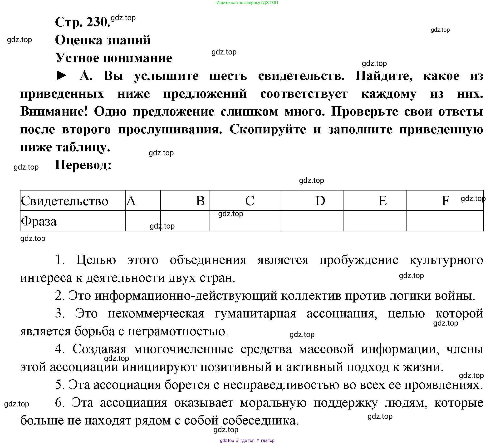 Французский язык, 10 класс Учебник, авторы: Кулигина Антонина Степановна (Kouliguina A), Щепилова Алла Викторовна (Schepilova A), издательство Просвещение, Москва, 2018, жёлтого цвета, страница 230, Решение