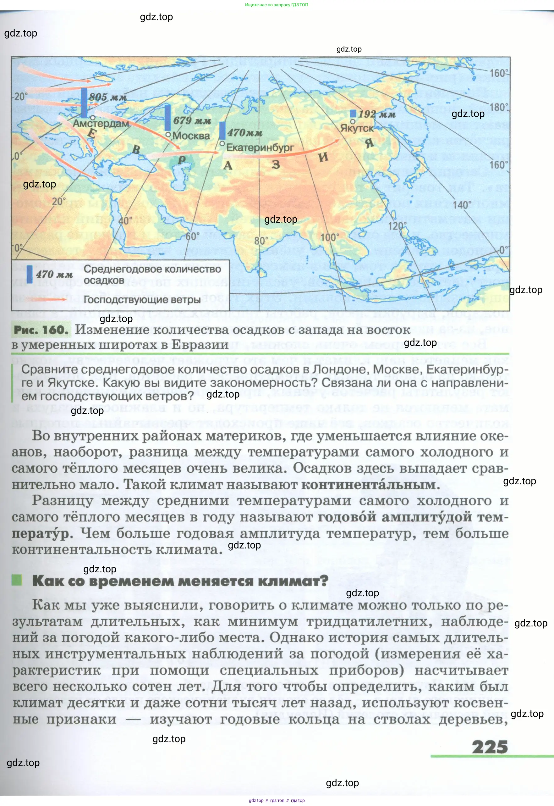 География, 5-6 класс Учебник, авторы: Климанова Оксана Александровна, Климанов Владимир Викторович, Ким Эльвира Васильевна, Сиротин Владимир Иванович, Румянцев Александр Владимирович, Панасенкова Ольга Алексеевна, издательство Просвещение, Москва, 2023, белого цвета, страница 225