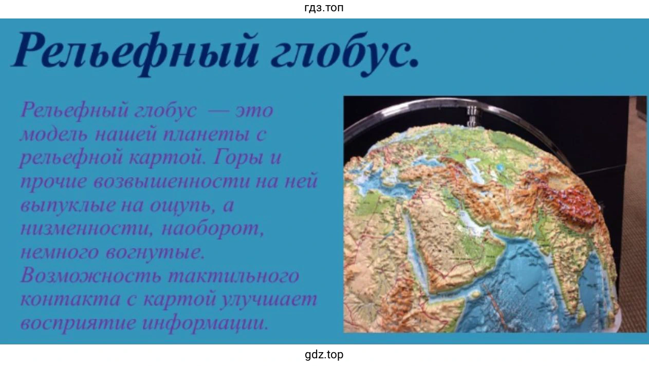 Слайд 4. Рельефный глобус