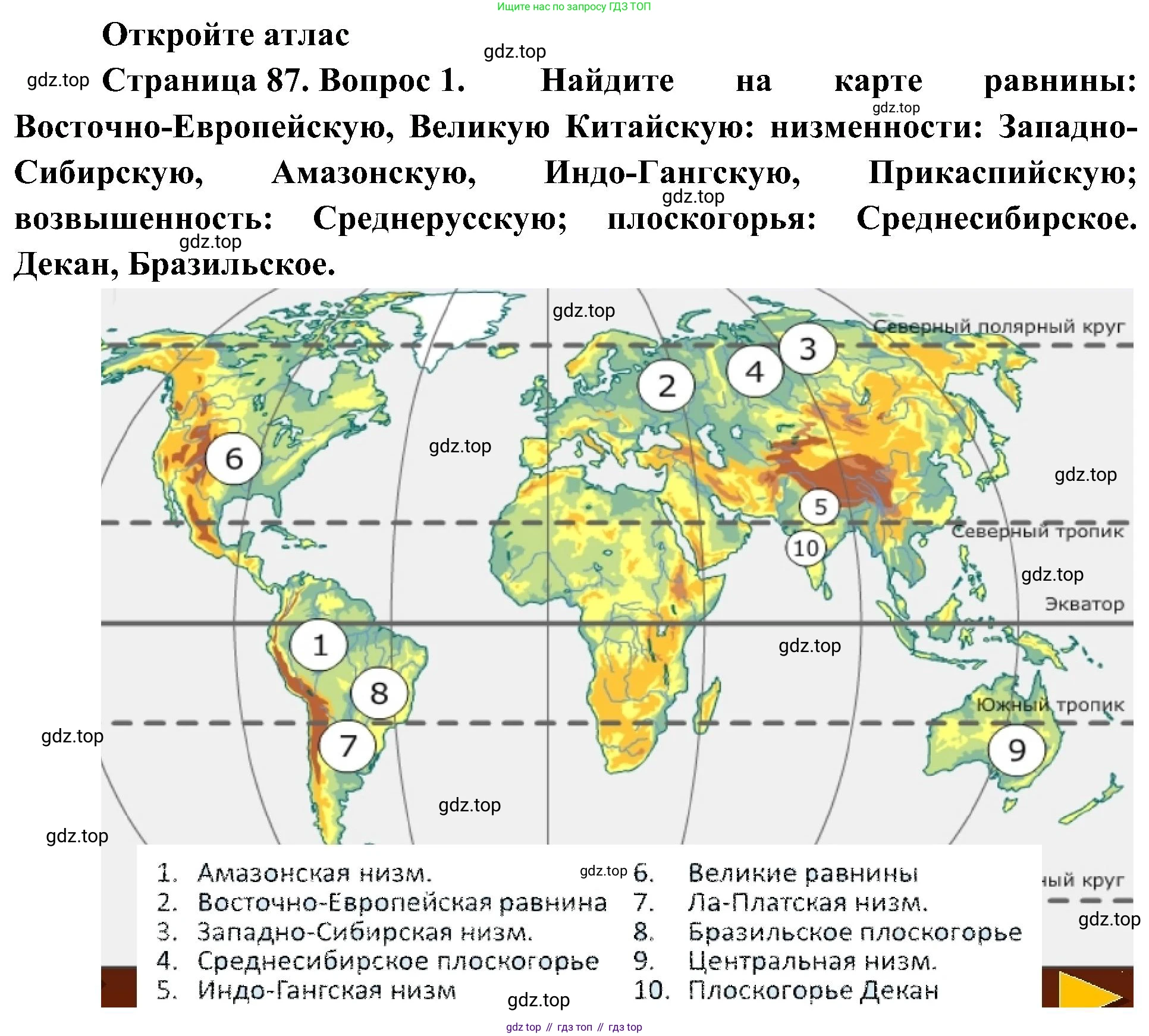 География, 5-6 класс Учебник, авторы: Алексеев Александр Иванович, Николина Вера Викторовна, Липкина Елена Карловна, Болысов Сергей Иванович, Кузнецова Галина Юрьевна, издательство Просвещение, Москва, 2023, жёлтого цвета, страница 87, номер 1, Решение