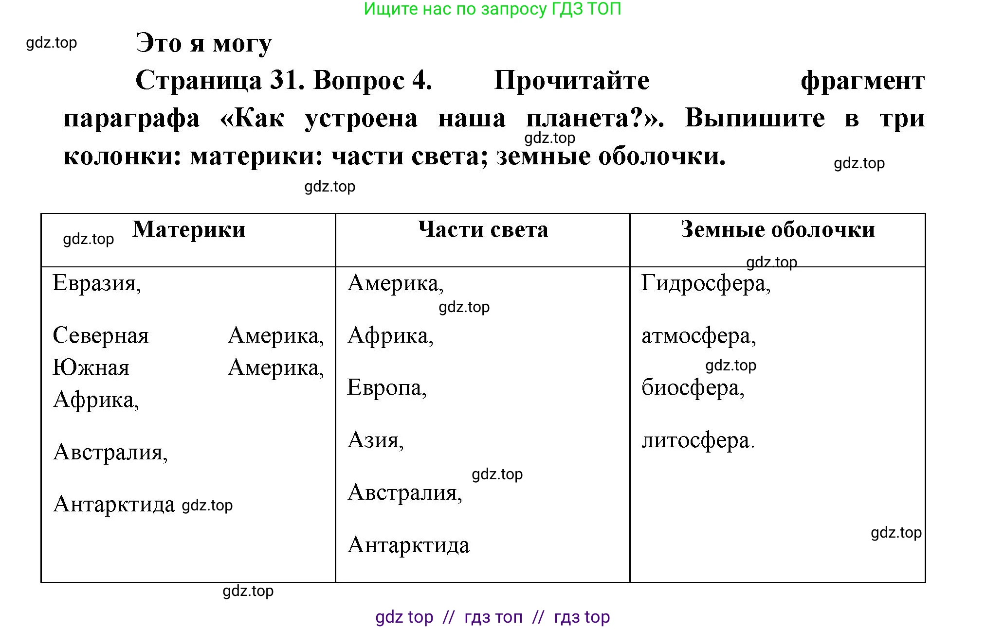 География, 5-6 класс Учебник, авторы: Алексеев Александр Иванович, Николина Вера Викторовна, Липкина Елена Карловна, Болысов Сергей Иванович, Кузнецова Галина Юрьевна, издательство Просвещение, Москва, 2023, жёлтого цвета, страница 31, номер 4, Решение2