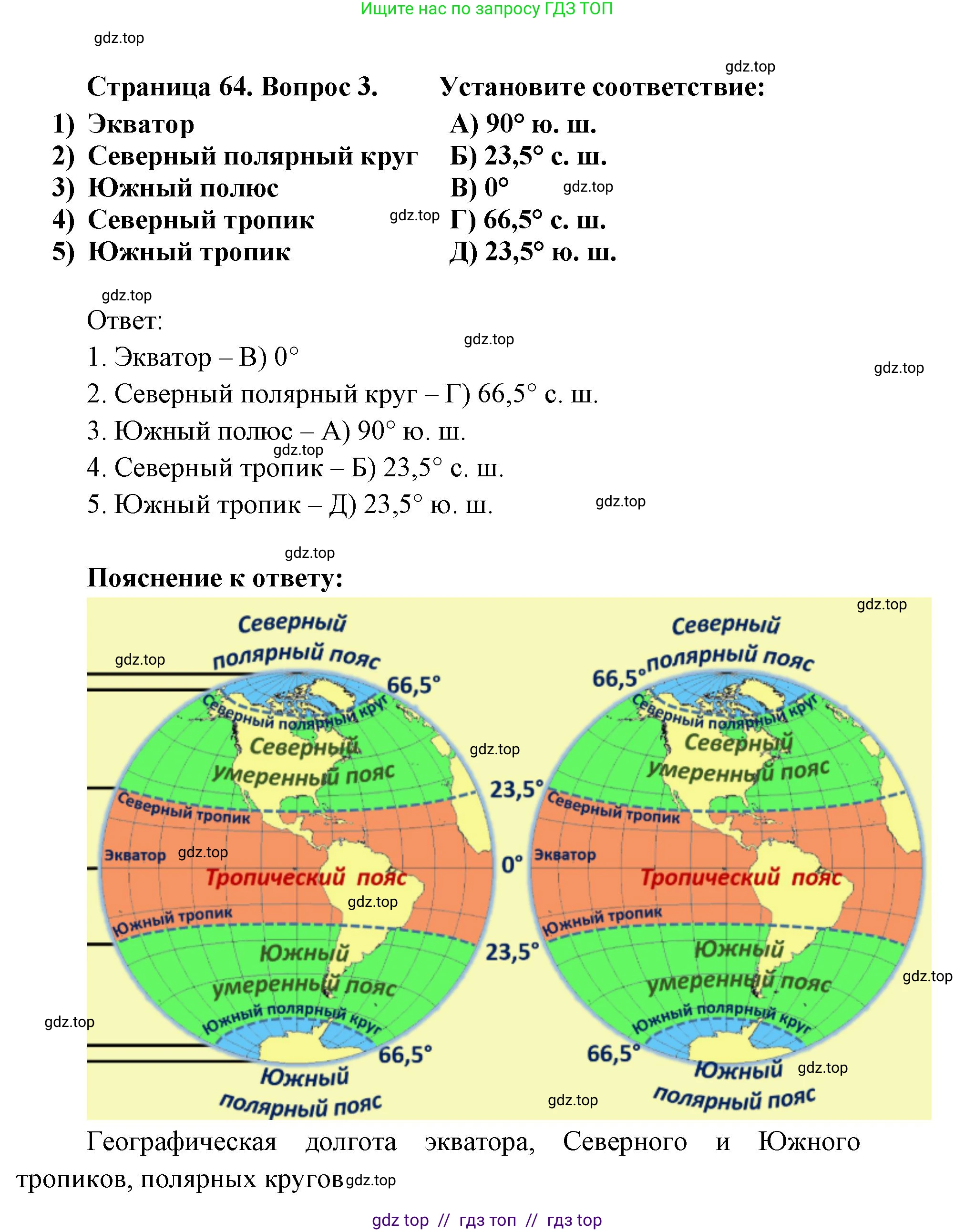География, 5-6 класс Учебник, авторы: Алексеев Александр Иванович, Николина Вера Викторовна, Липкина Елена Карловна, Болысов Сергей Иванович, Кузнецова Галина Юрьевна, издательство Просвещение, Москва, 2023, жёлтого цвета, страница 64, номер 3, Решение2