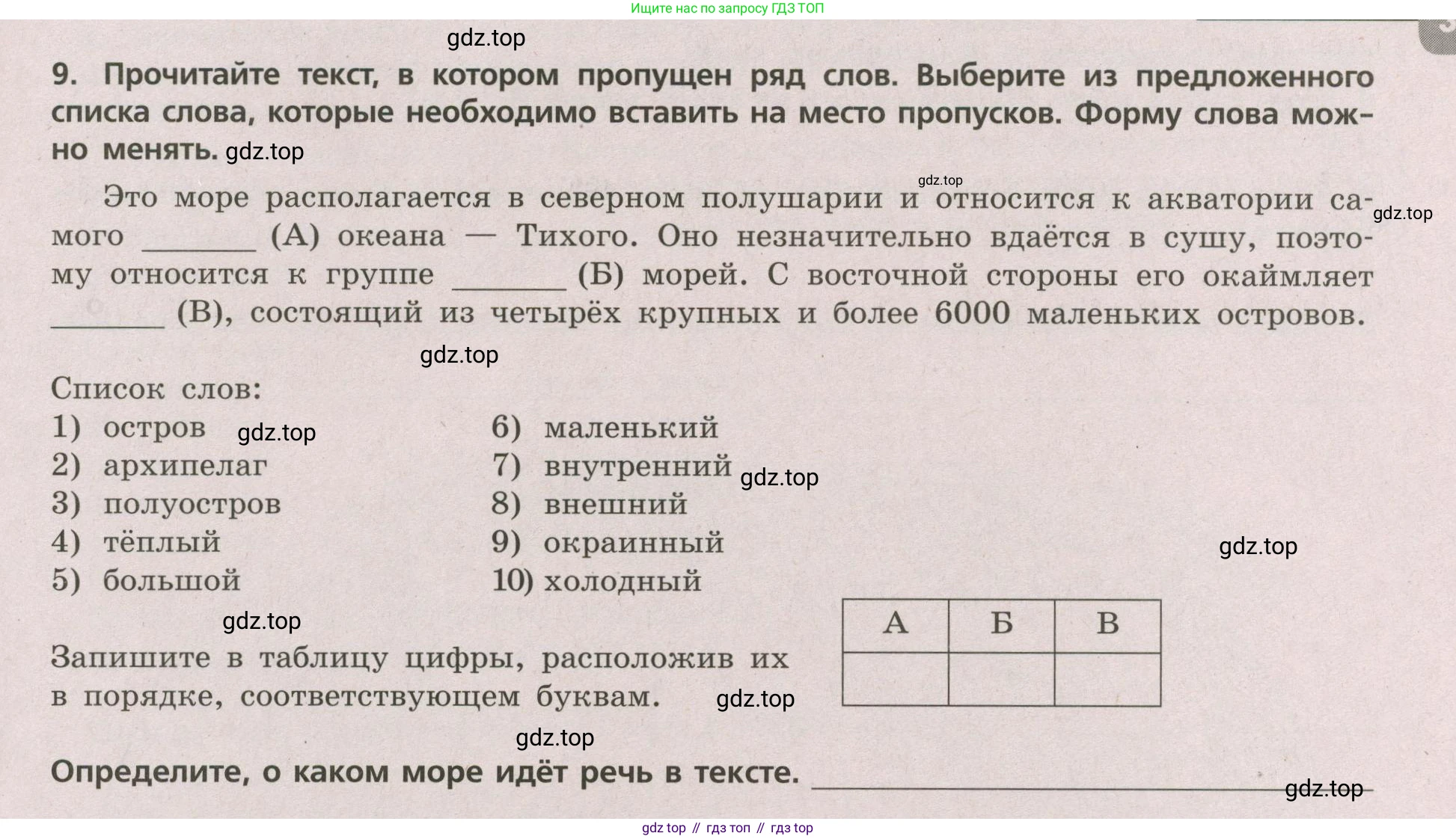 ГДЗ География, 5-6 класс Проверочные работы, авторы: Бондарева Мария Владимировна, Шидловский Игорь Михайлович, издательство Просвещение, Москва, 2023, жёлтого цвета, страница 31, номер 9, Условие