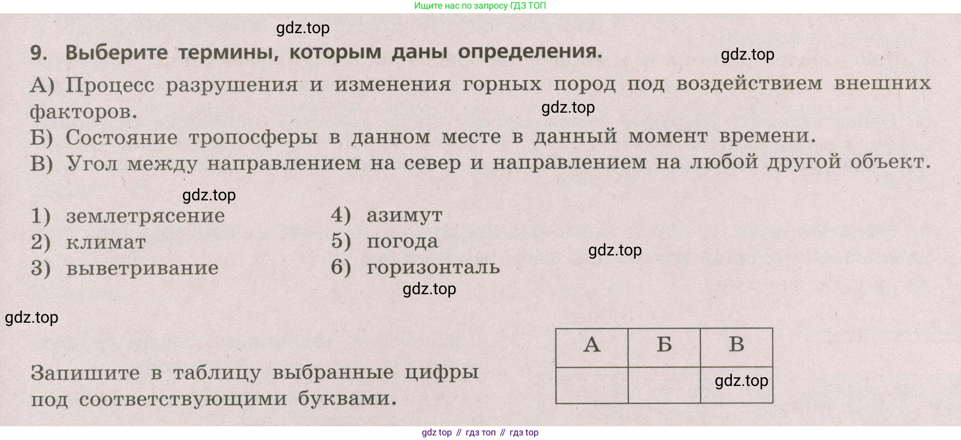 ГДЗ География, 5-6 класс Проверочные работы, авторы: Бондарева Мария Владимировна, Шидловский Игорь Михайлович, издательство Просвещение, Москва, 2023, жёлтого цвета, страница 55, номер 9, Условие