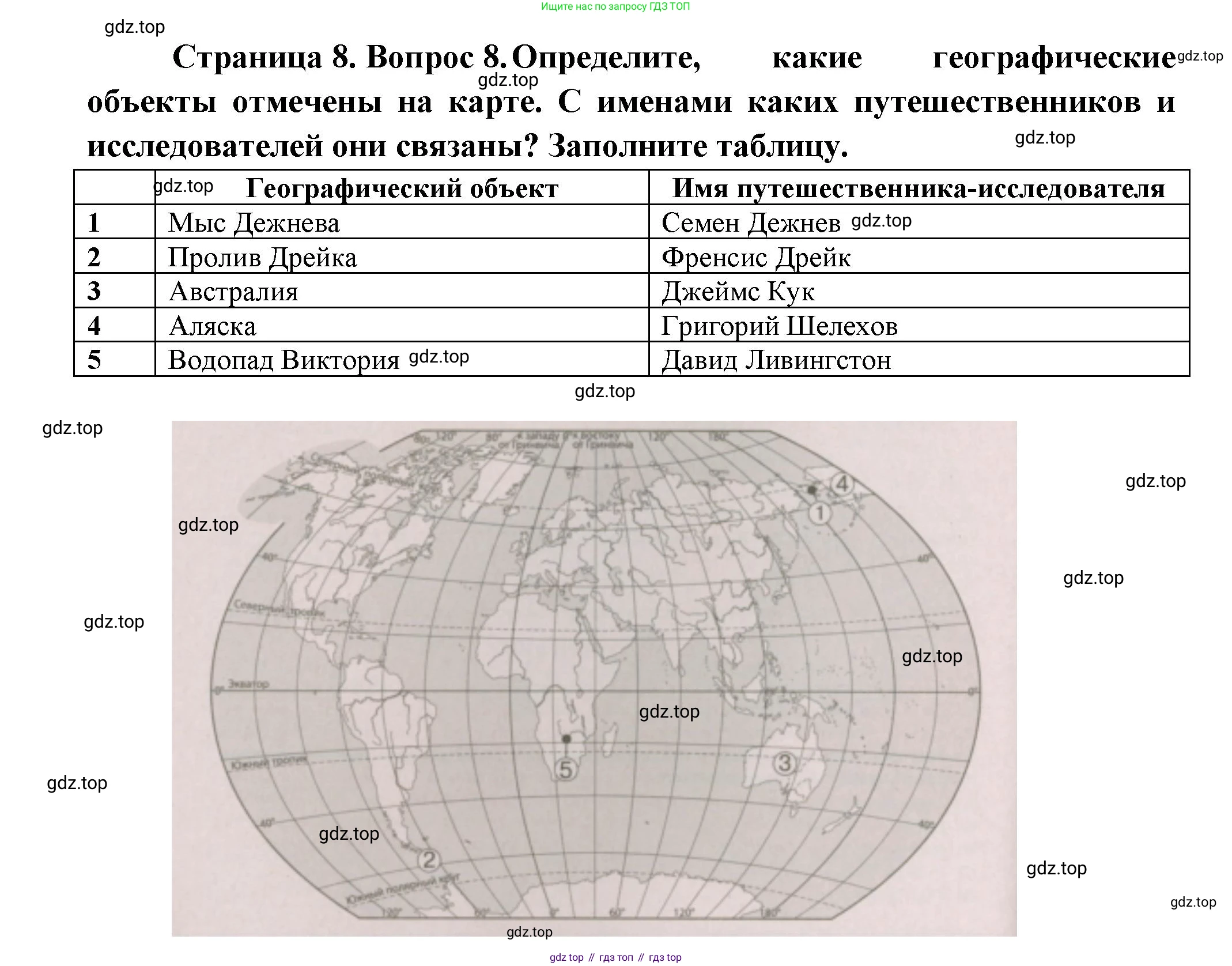ГДЗ География, 5-6 класс Проверочные работы, авторы: Бондарева Мария Владимировна, Шидловский Игорь Михайлович, издательство Просвещение, Москва, 2023, жёлтого цвета, страница 8, номер 8, Решение