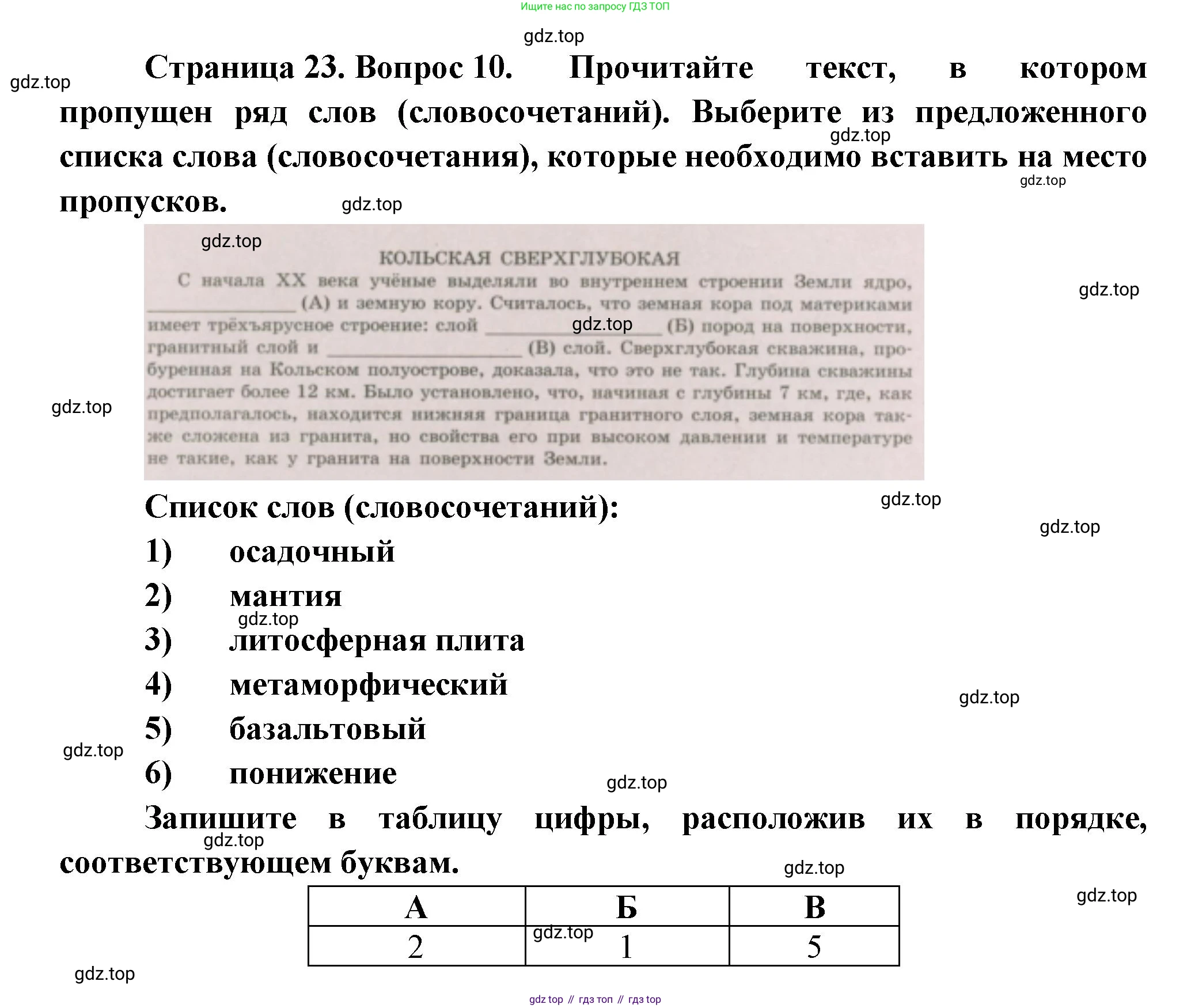 ГДЗ География, 5-6 класс Проверочные работы, авторы: Бондарева Мария Владимировна, Шидловский Игорь Михайлович, издательство Просвещение, Москва, 2023, жёлтого цвета, страница 23, номер 10, Решение