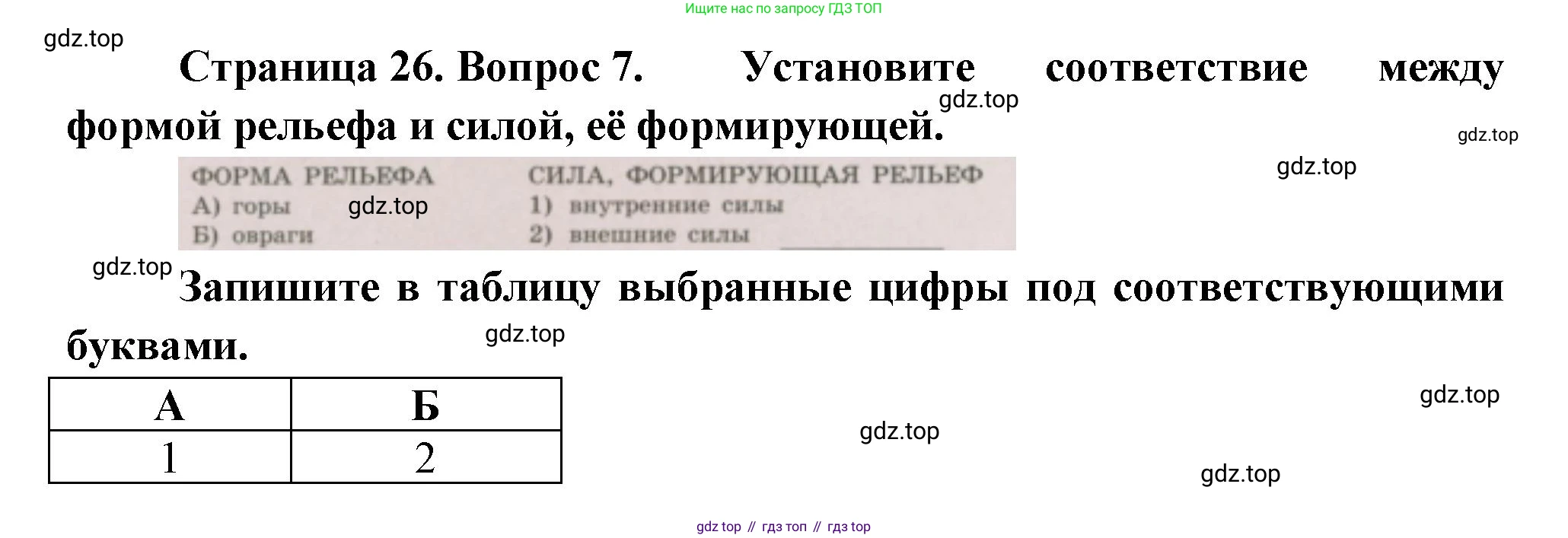 ГДЗ География, 5-6 класс Проверочные работы, авторы: Бондарева Мария Владимировна, Шидловский Игорь Михайлович, издательство Просвещение, Москва, 2023, жёлтого цвета, страница 26, номер 7, Решение