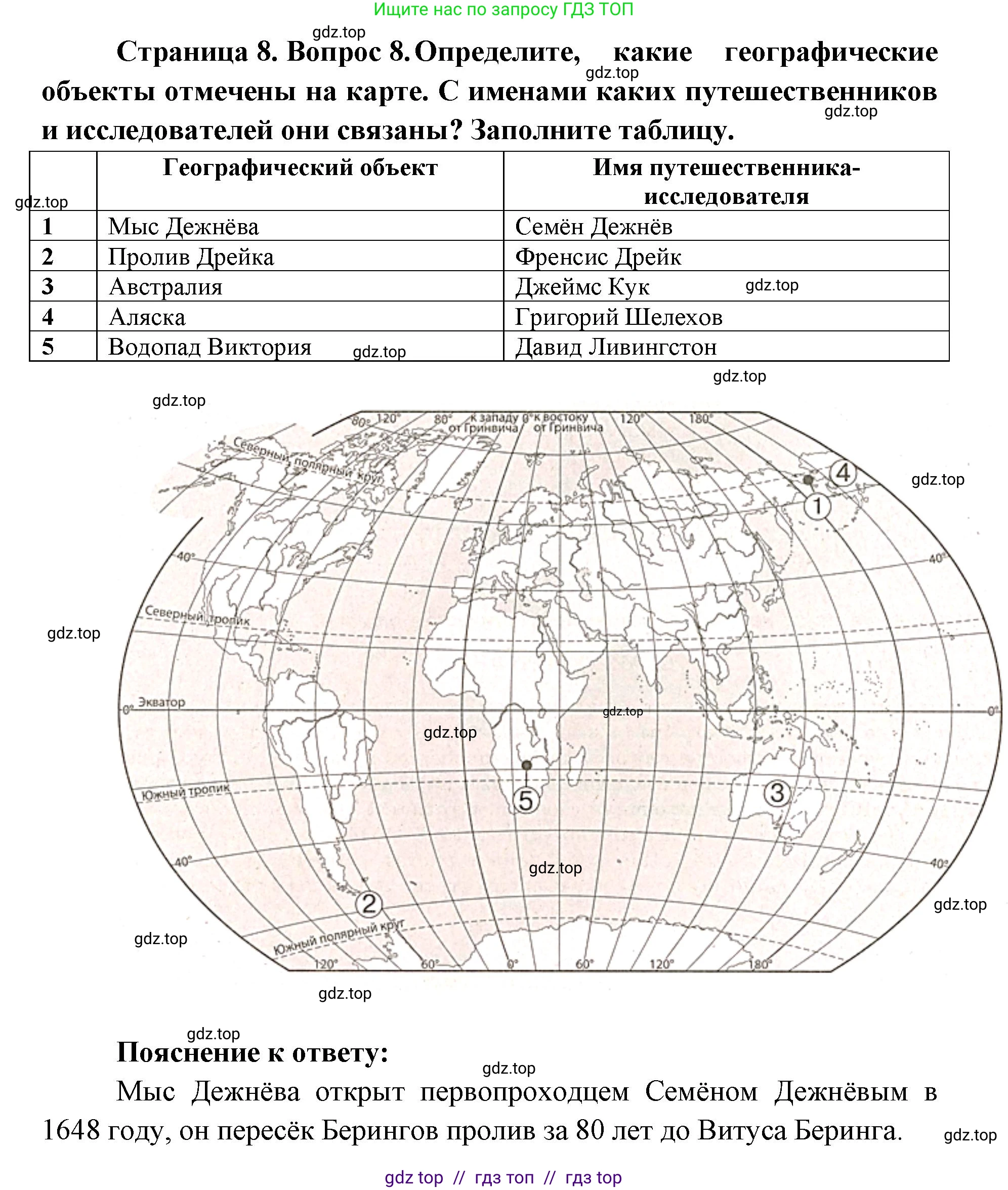 География, 5-6 класс Проверочные работы, авторы: Бондарева Мария Владимировна, Шидловский Игорь Михайлович, издательство Просвещение, Москва, 2023, жёлтого цвета, страница 8, номер 8, Решение 2
