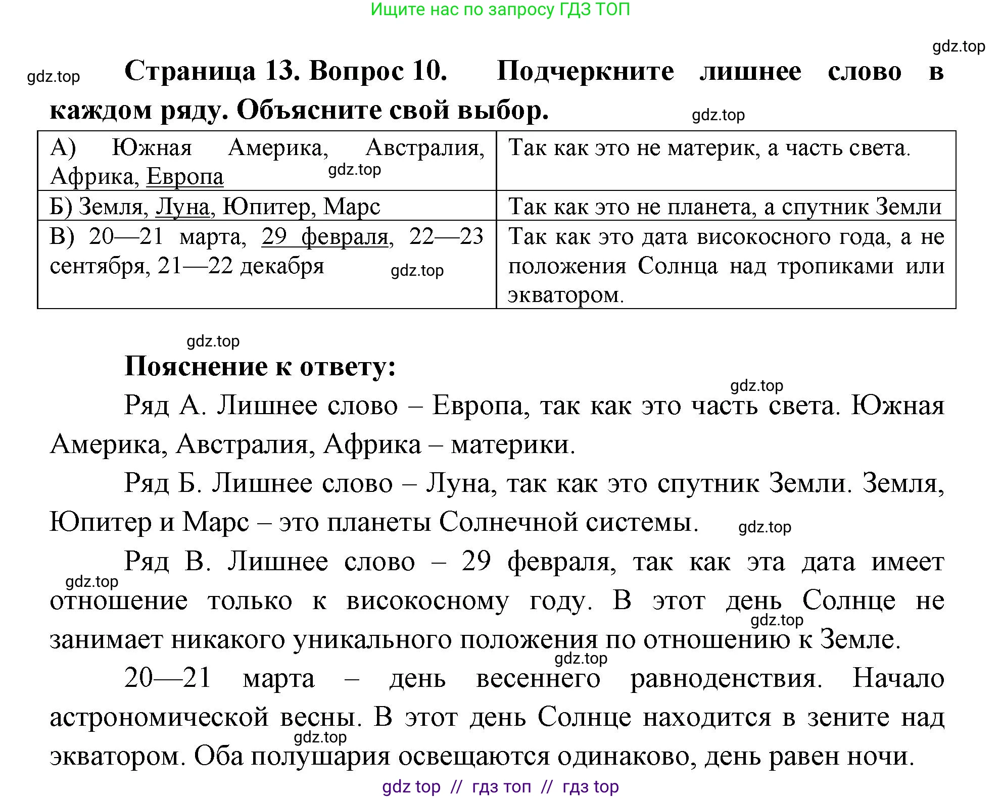 География, 5-6 класс Проверочные работы, авторы: Бондарева Мария Владимировна, Шидловский Игорь Михайлович, издательство Просвещение, Москва, 2023, жёлтого цвета, страница 13, номер 10, Решение 2