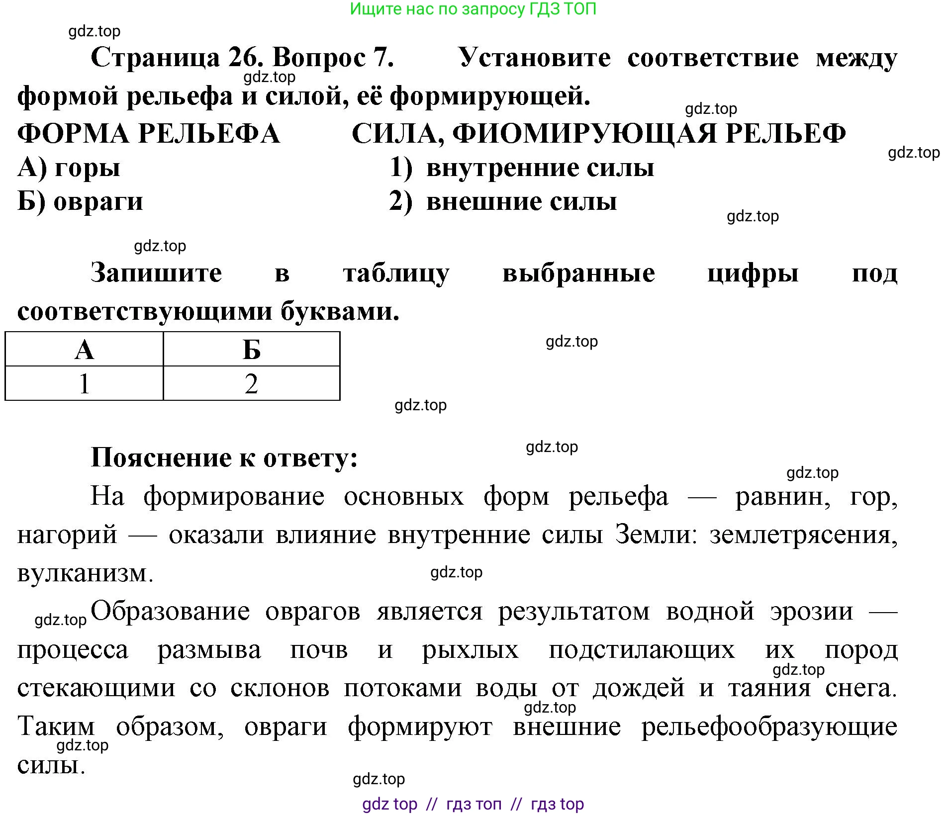 География, 5-6 класс Проверочные работы, авторы: Бондарева Мария Владимировна, Шидловский Игорь Михайлович, издательство Просвещение, Москва, 2023, жёлтого цвета, страница 26, номер 7, Решение 2