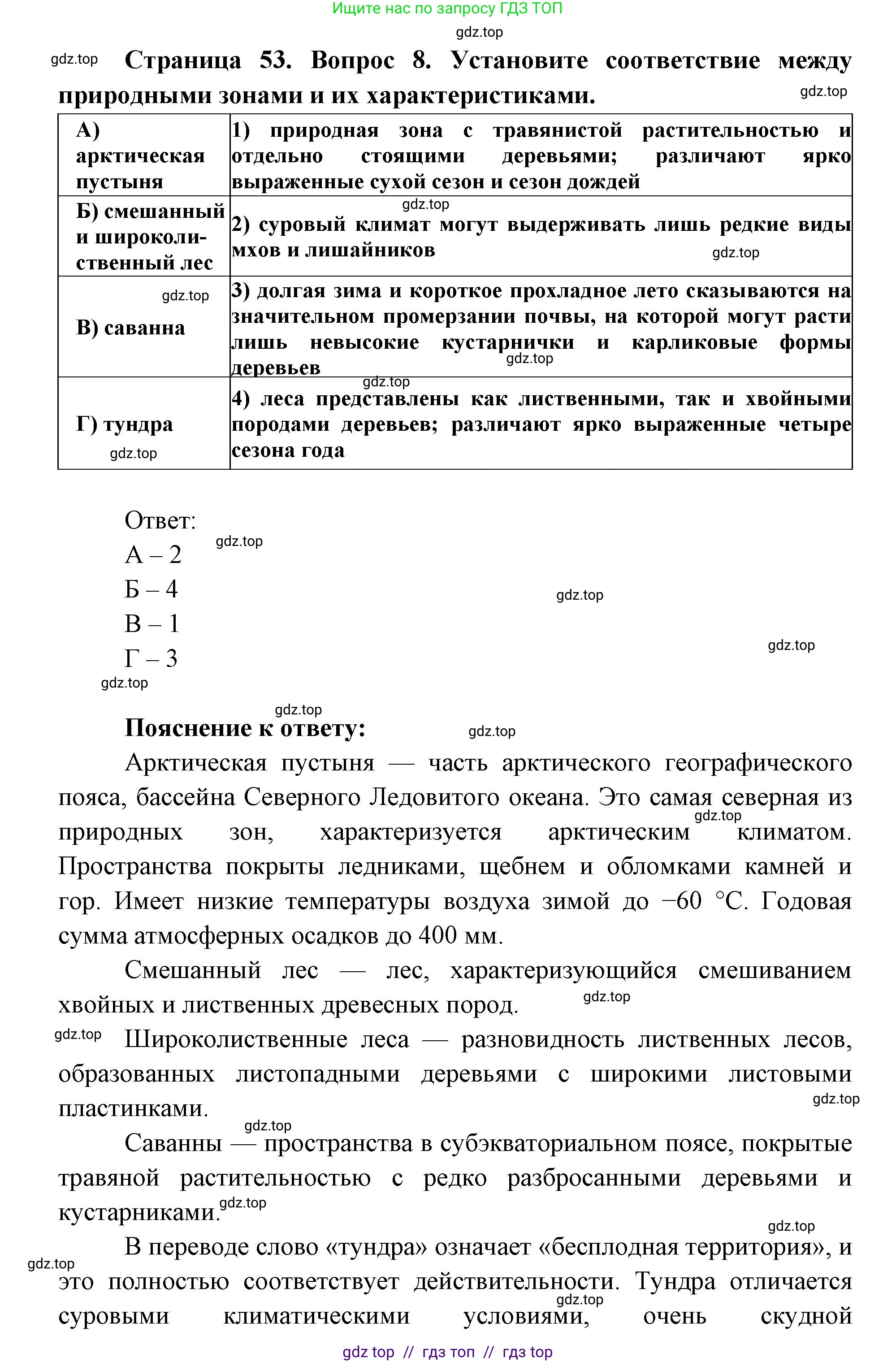 География, 5-6 класс Проверочные работы, авторы: Бондарева Мария Владимировна, Шидловский Игорь Михайлович, издательство Просвещение, Москва, 2023, жёлтого цвета, страница 53, номер 8, Решение 2