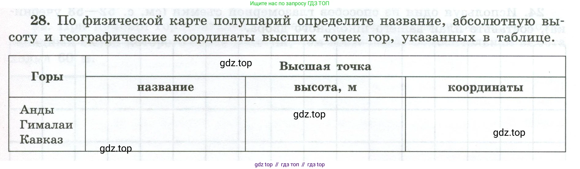 ГДЗ География, 5-6 класс Мой тренажёр, автор: Николина Вера Викторовна, издательство Просвещение, Москва, 2023, жёлтого цвета, страница 24, номер 28, Условие