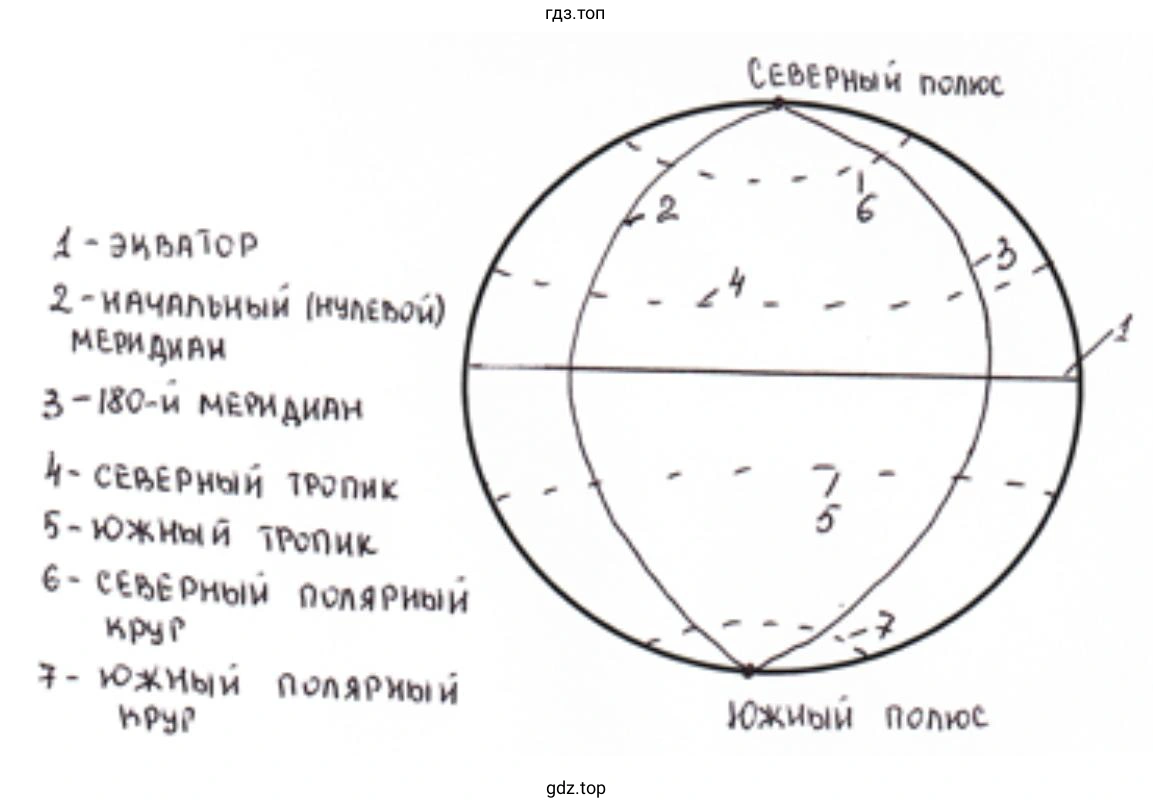 подпишите элементы градусной сетки