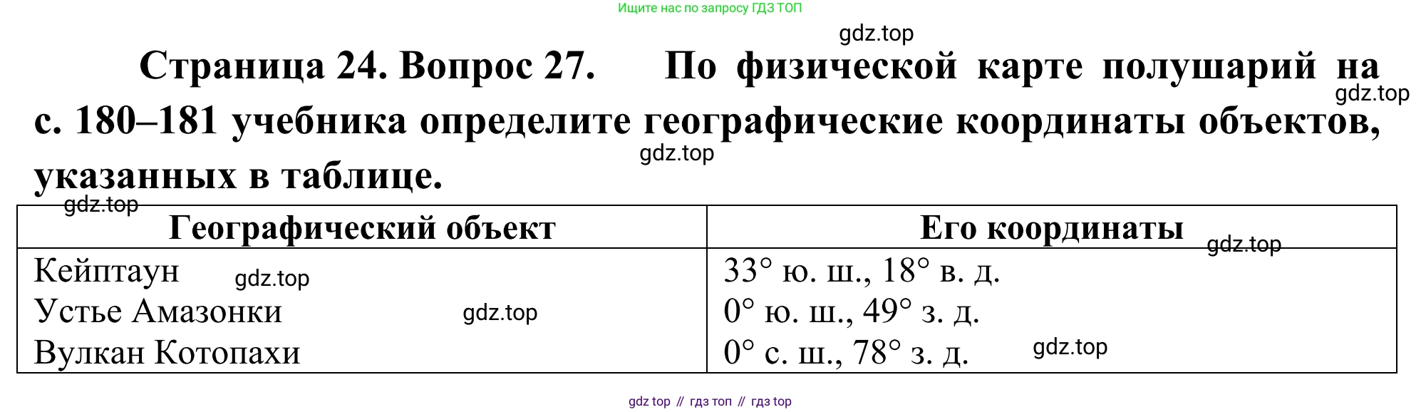 ГДЗ География, 5-6 класс Мой тренажёр, автор: Николина Вера Викторовна, издательство Просвещение, Москва, 2023, жёлтого цвета, страница 24, номер 27, Решение
