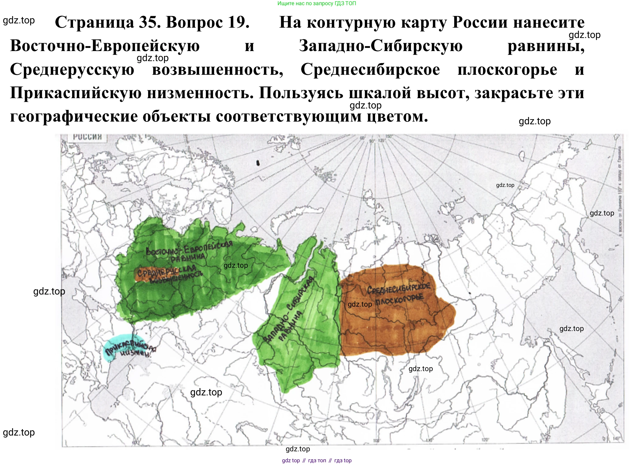 ГДЗ География, 5-6 класс Мой тренажёр, автор: Николина Вера Викторовна, издательство Просвещение, Москва, 2023, жёлтого цвета, страница 35, номер 19, Решение