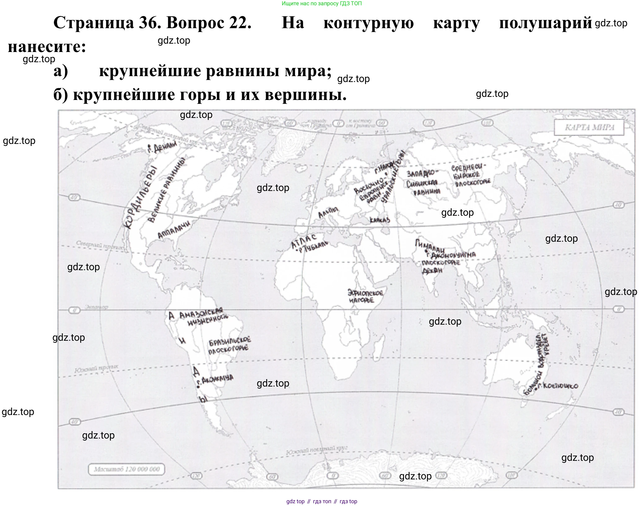 ГДЗ География, 5-6 класс Мой тренажёр, автор: Николина Вера Викторовна, издательство Просвещение, Москва, 2023, жёлтого цвета, страница 36, номер 22, Решение