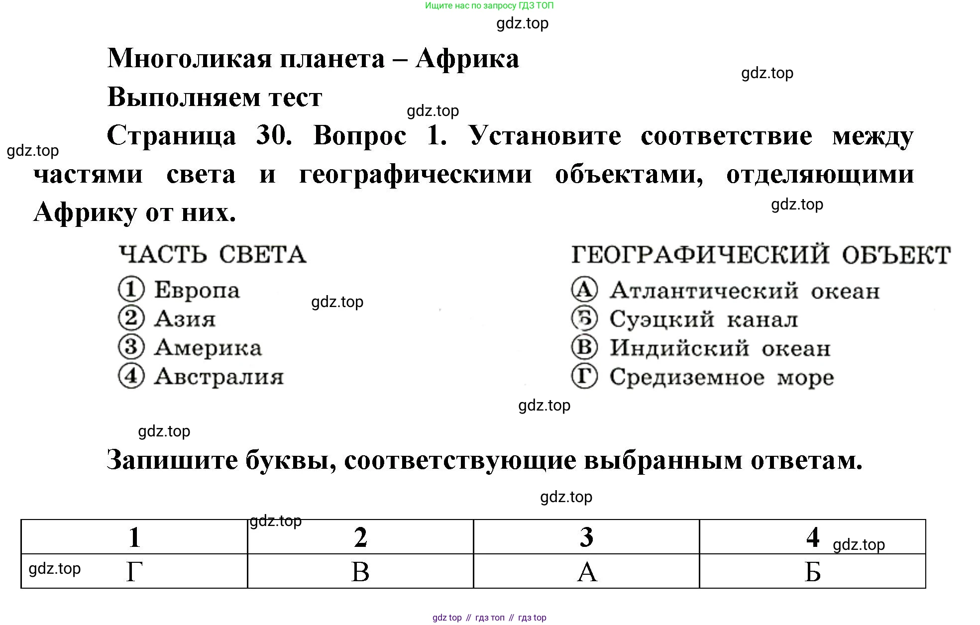 География, 7 класс Тетрадь-тренажёр, авторы: Мишняева Елена Юрьевна, Котляр О Г, Банников Сергей Валерьевич, издательство Просвещение, Москва, бирюзового цвета, страница 30, номер 1, Решение