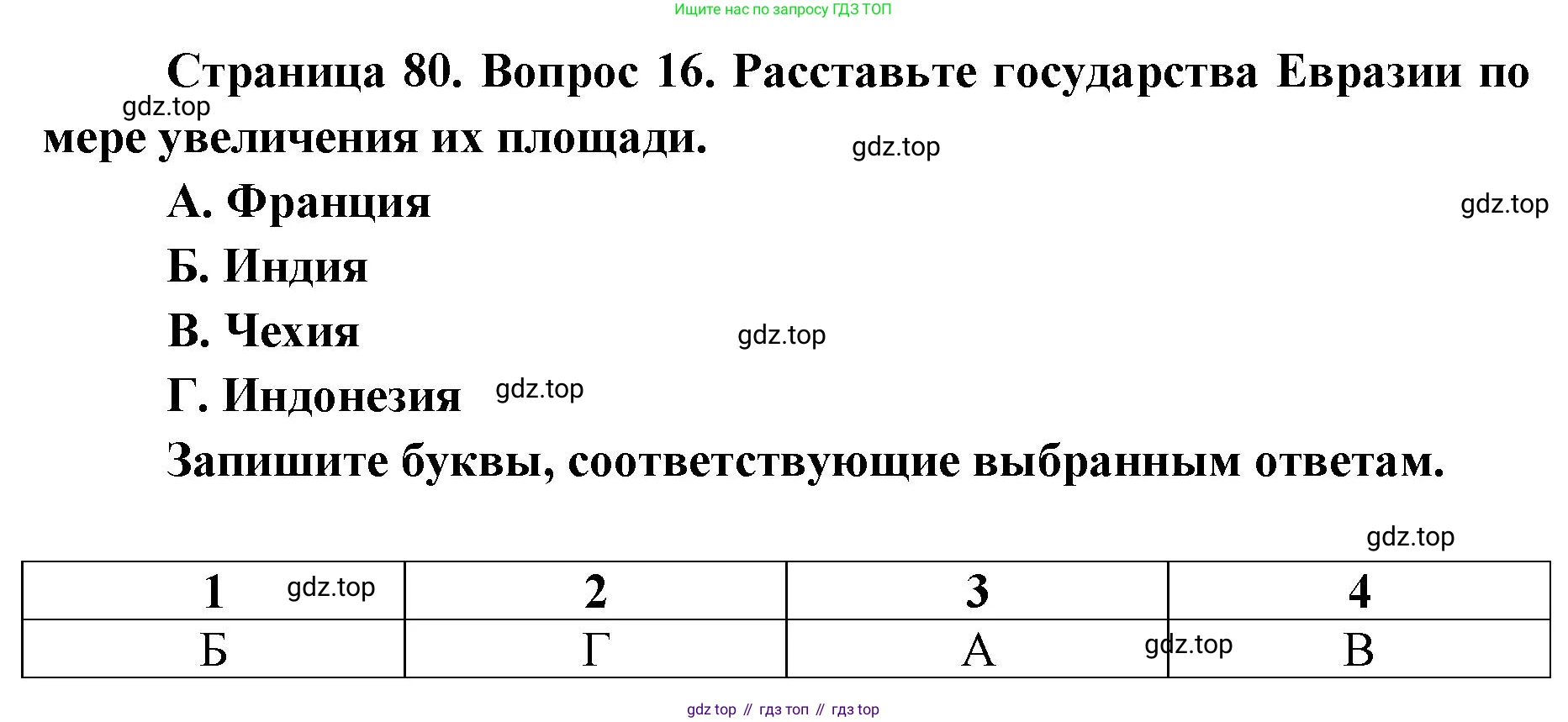 География, 7 класс Тетрадь-тренажёр, авторы: Мишняева Елена Юрьевна, Котляр О Г, Банников Сергей Валерьевич, издательство Просвещение, Москва, бирюзового цвета, страница 80, номер 16, Решение