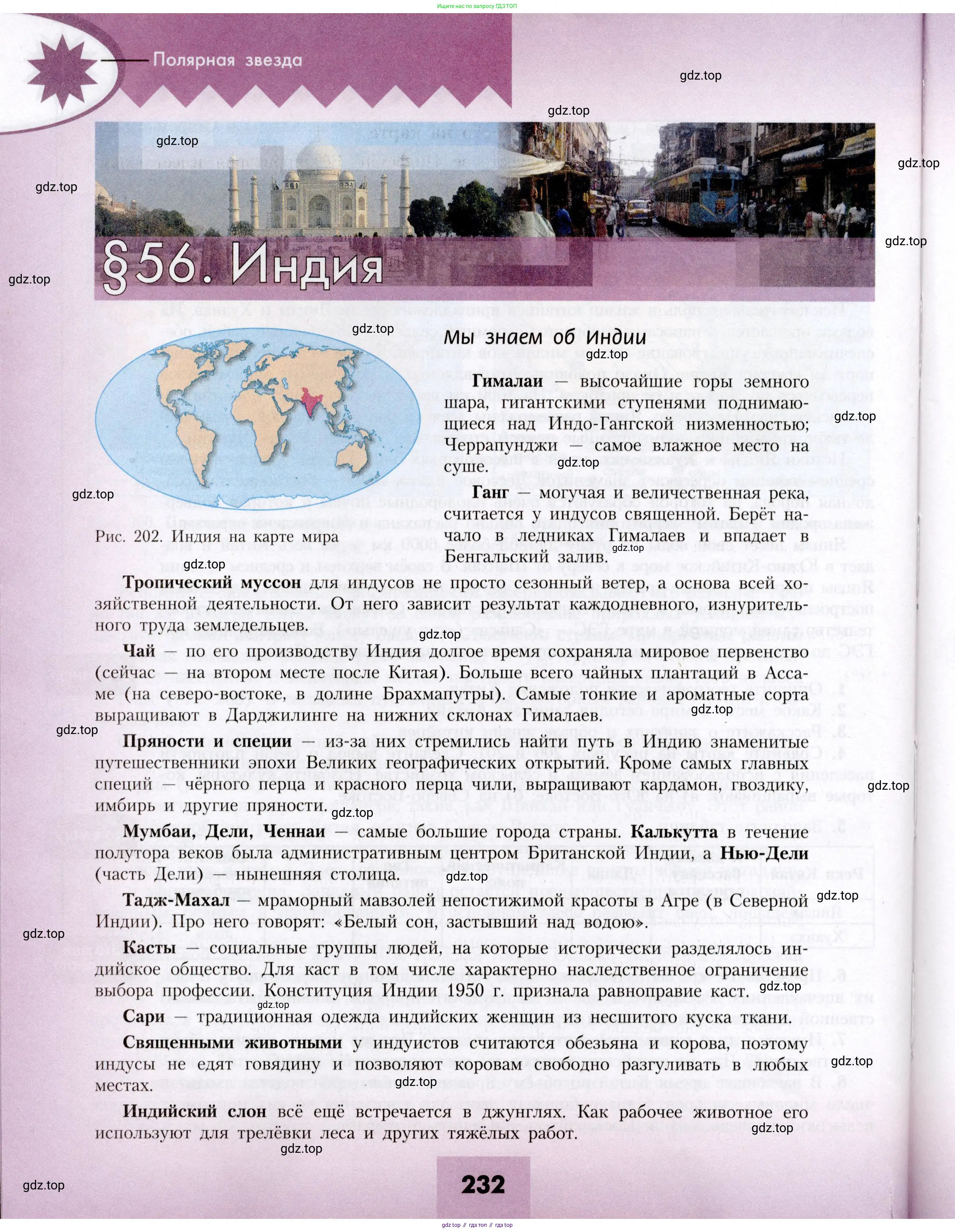 География, 7 класс Учебник, авторы: Алексеев Александр Иванович, Николина Вера Викторовна, Липкина Елена Карловна, Болысов Сергей Иванович, Ачкасова Татьяна Анатольевна, Кузнецова Галина Юрьевна, издательство Просвещение, Москва, 2023, жёлтого цвета, страница 232
