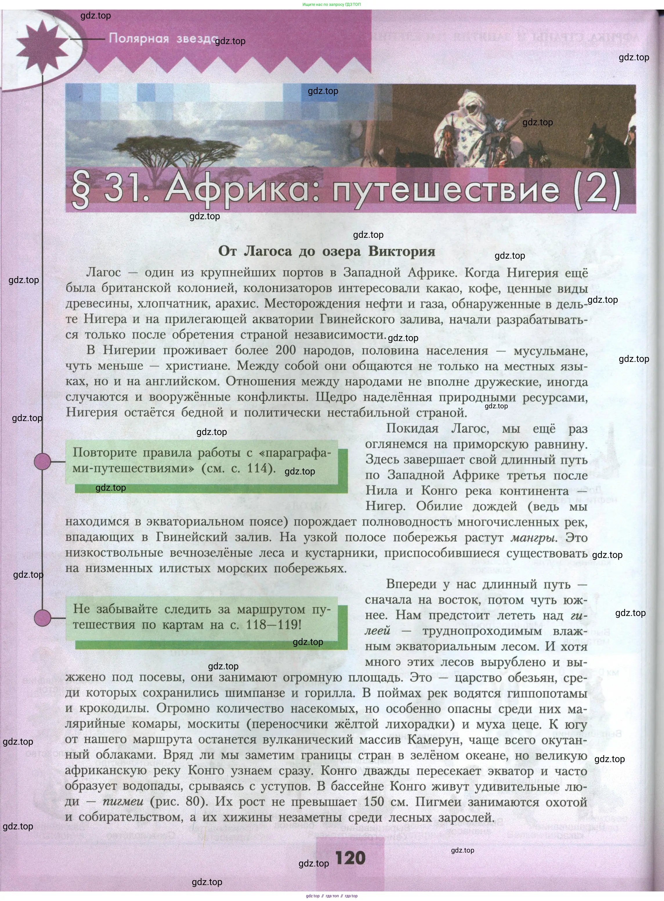 География, 7 класс Учебник, авторы: Алексеев Александр Иванович, Николина Вера Викторовна, Липкина Елена Карловна, Болысов Сергей Иванович, Ачкасова Татьяна Анатольевна, Кузнецова Галина Юрьевна, издательство Просвещение, Москва, 2023, жёлтого цвета, страница 120