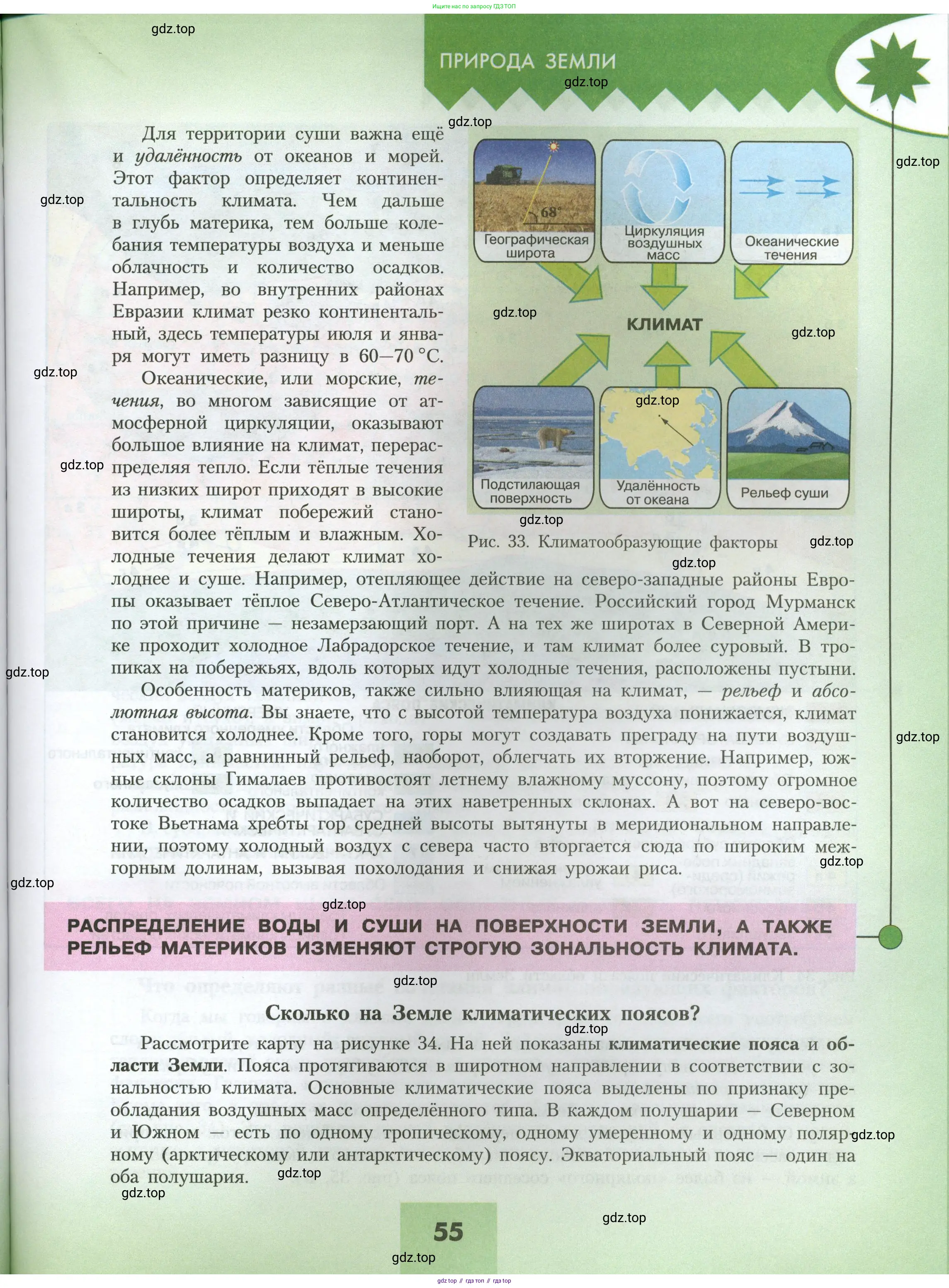 География, 7 класс Учебник, авторы: Алексеев Александр Иванович, Николина Вера Викторовна, Липкина Елена Карловна, Болысов Сергей Иванович, Ачкасова Татьяна Анатольевна, Кузнецова Галина Юрьевна, издательство Просвещение, Москва, 2023, жёлтого цвета, страница 55