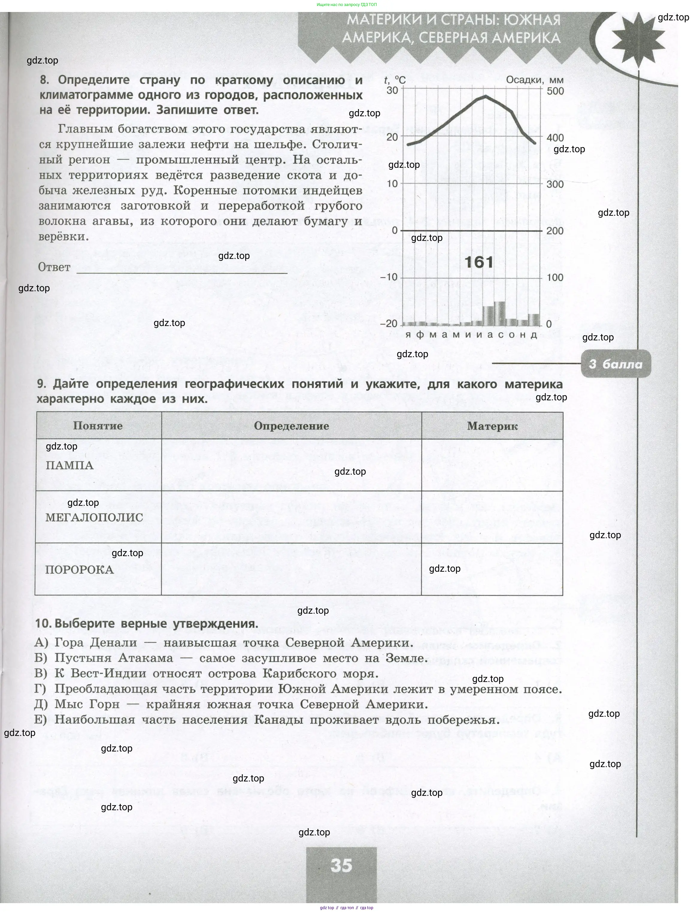 География, 7 класс Проверочные работы, авторы: Бондарева Мария Владимировна, Шидловский Игорь Михайлович, издательство Просвещение, Москва, 2023, жёлтого цвета, страница 35