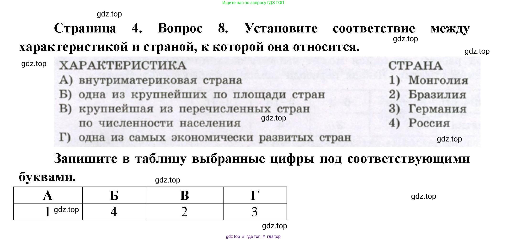 География, 7 класс Проверочные работы, авторы: Бондарева Мария Владимировна, Шидловский Игорь Михайлович, издательство Просвещение, Москва, 2023, жёлтого цвета, страница 4, номер 8, Решение