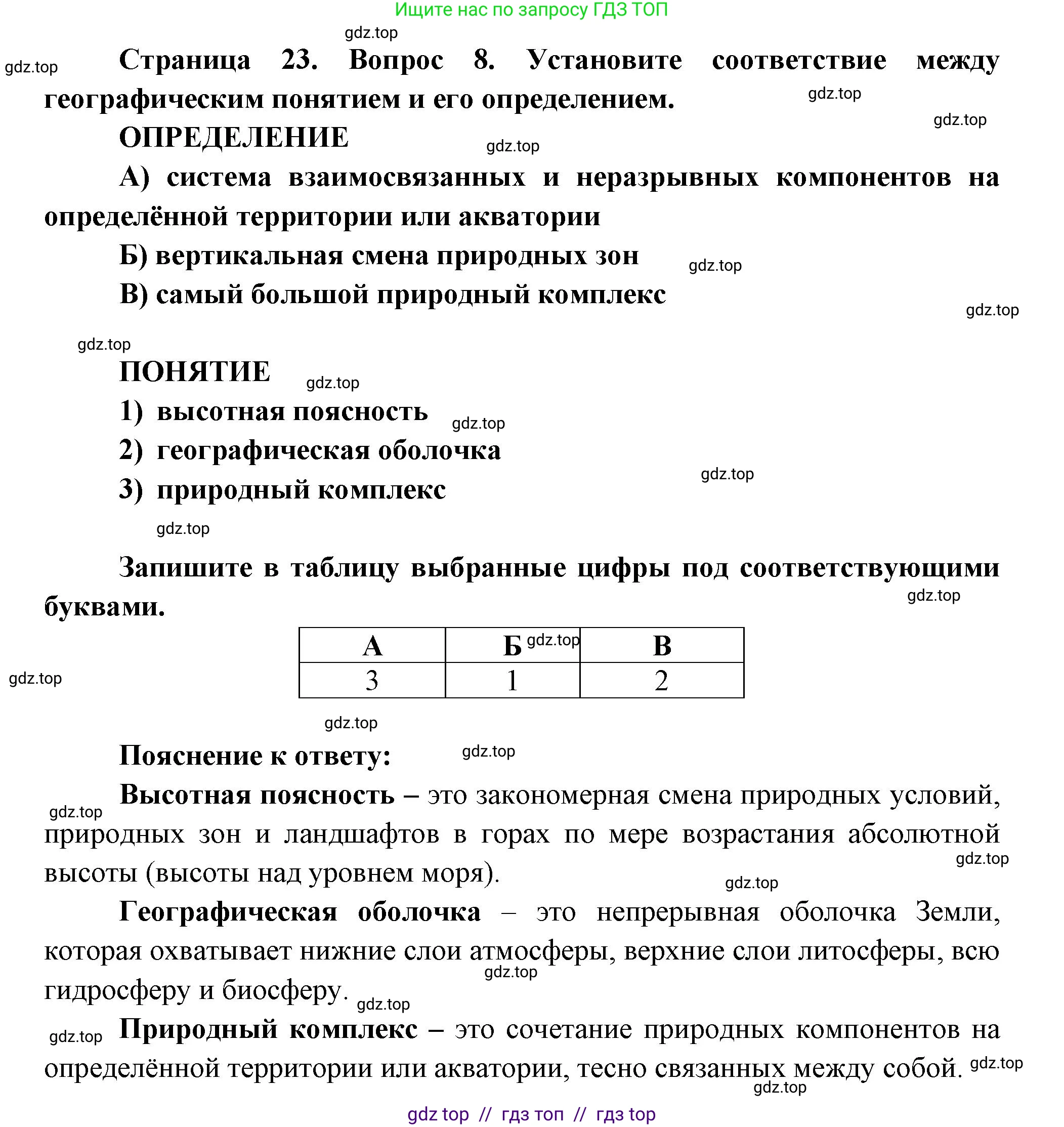 География, 7 класс Проверочные работы, авторы: Бондарева Мария Владимировна, Шидловский Игорь Михайлович, издательство Просвещение, Москва, 2023, жёлтого цвета, страница 23, номер 8, Решение 2