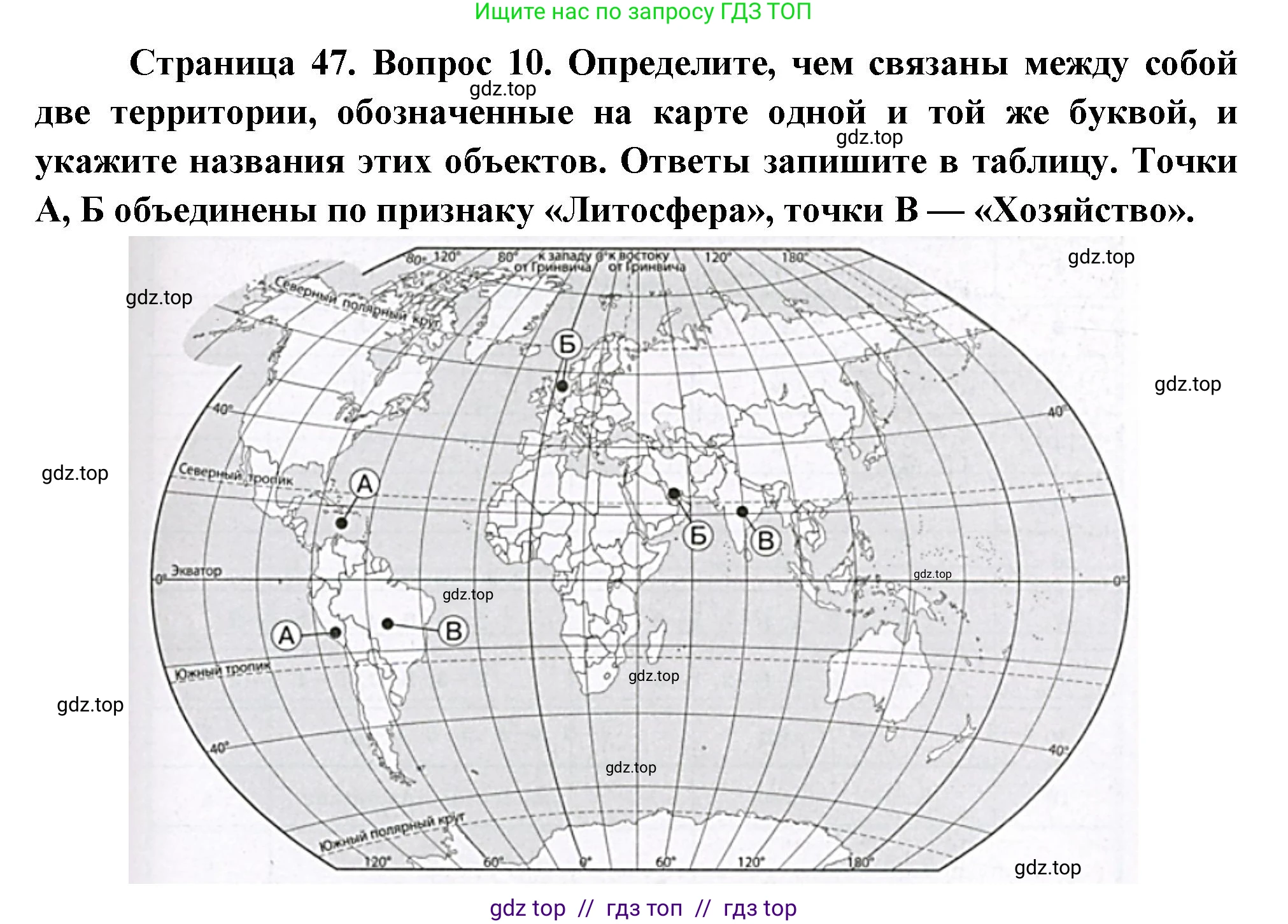 География, 7 класс Проверочные работы, авторы: Бондарева Мария Владимировна, Шидловский Игорь Михайлович, издательство Просвещение, Москва, 2023, жёлтого цвета, страница 47, номер 10, Решение 2