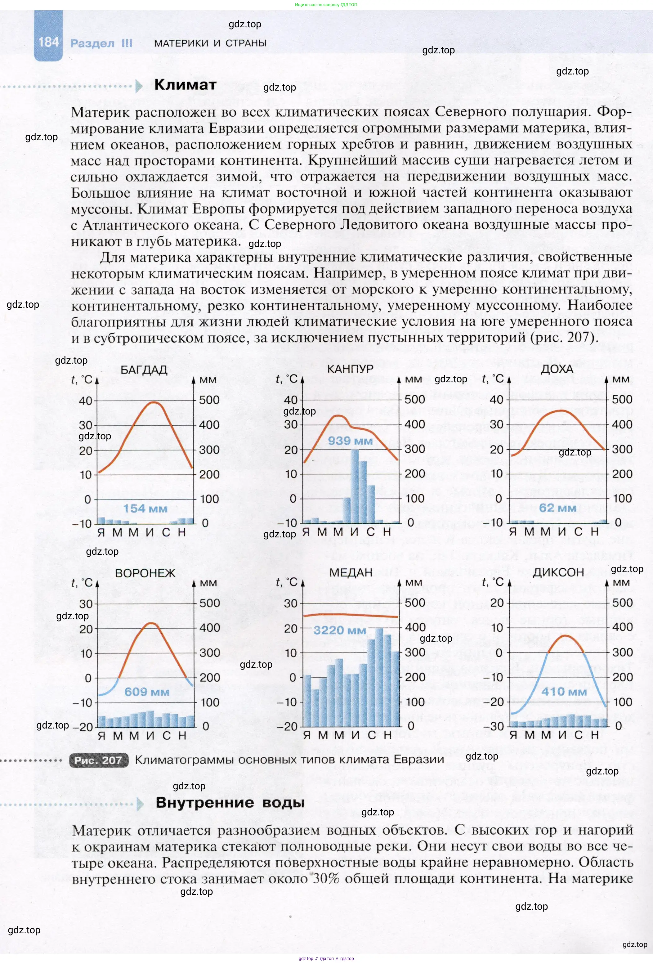 География, 7 класс Учебник, авторы: Душина Ираида Владимировна, Смоктунович Татьяна Леонидовна, издательство Просвещение, Москва, 2021, бирюзового цвета, страница 184