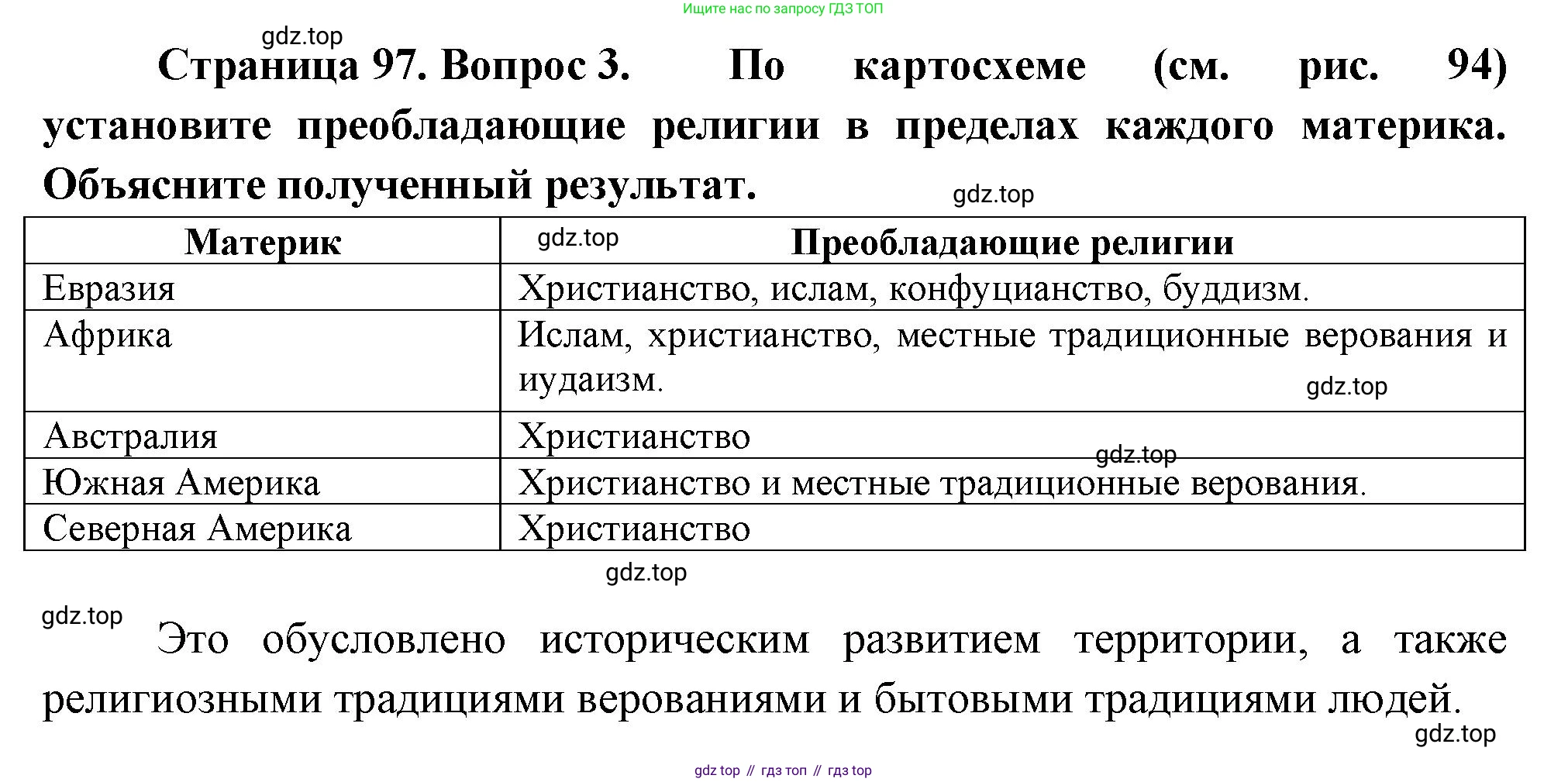 География, 7 класс Учебник, авторы: Душина Ираида Владимировна, Смоктунович Татьяна Леонидовна, издательство Просвещение, Москва, 2021, бирюзового цвета, страница 97, номер 3, Решение