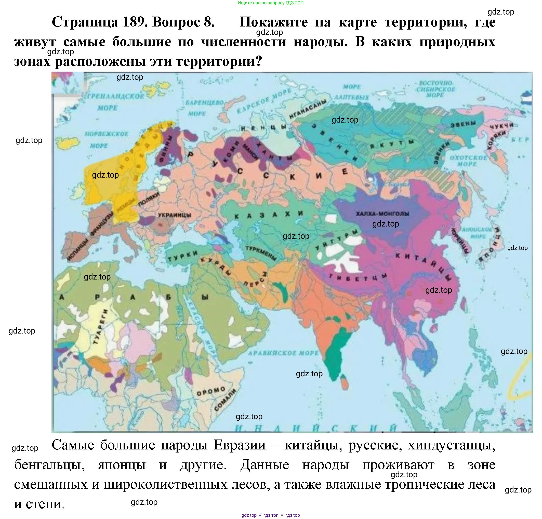 География, 7 класс Учебник, авторы: Душина Ираида Владимировна, Смоктунович Татьяна Леонидовна, издательство Просвещение, Москва, 2021, бирюзового цвета, страница 189, номер 8, Решение