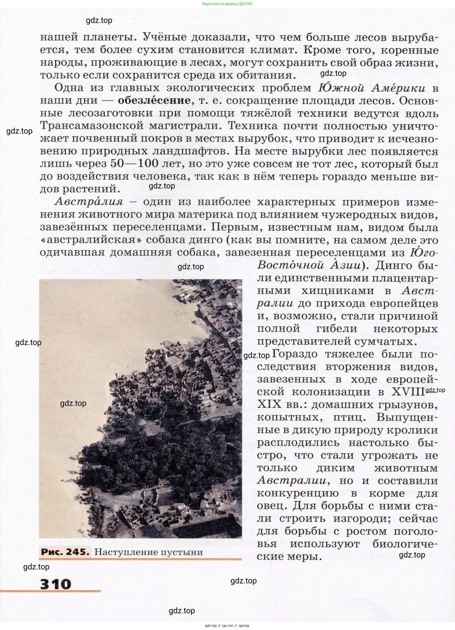 География, 7 класс Учебник, авторы: Климанова Оксана Александровна, Климанов Владимир Викторович, Ким Эльвира Васильевна, Сиротин Владимир Иванович, издательство Просвещение, Москва, 2021, белого цвета, страница 310