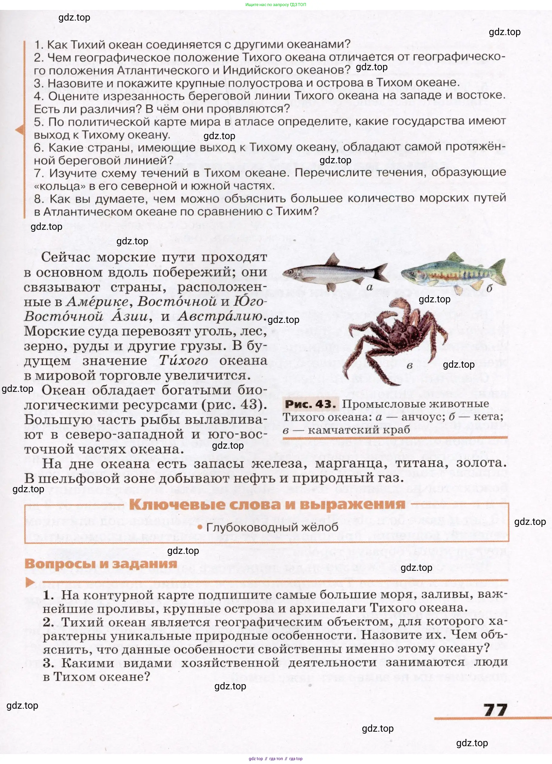 География, 7 класс Учебник, авторы: Климанова Оксана Александровна, Климанов Владимир Викторович, Ким Эльвира Васильевна, Сиротин Владимир Иванович, издательство Просвещение, Москва, 2021, белого цвета, страница 77