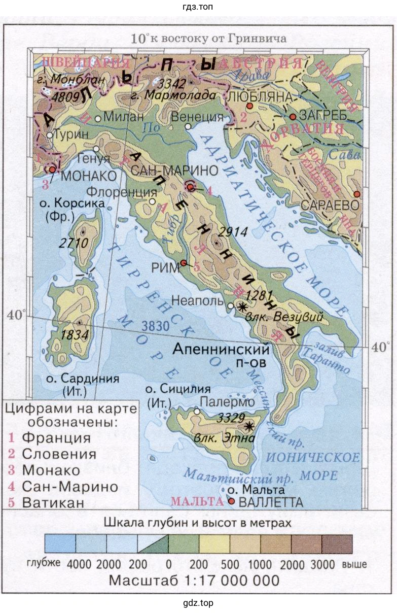 Какие моря омывают Италию