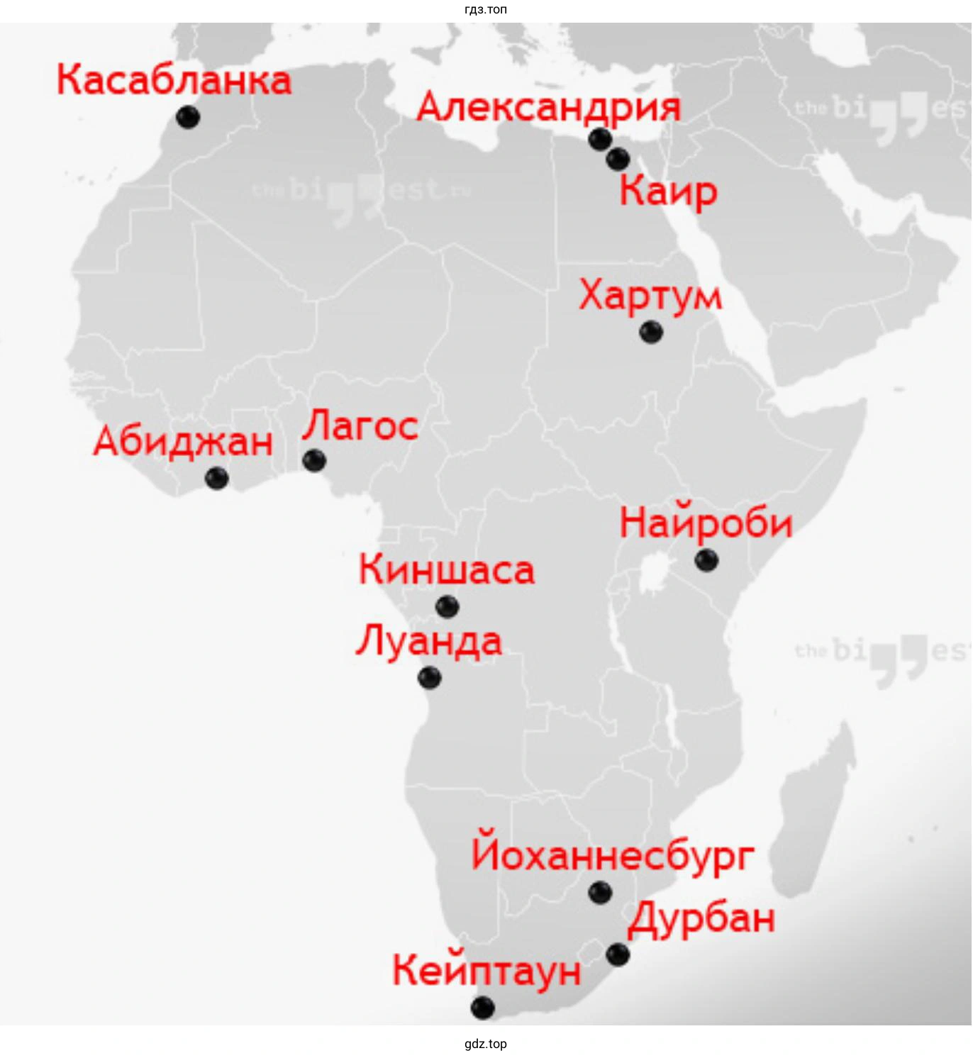 Самые крупные города южных материков